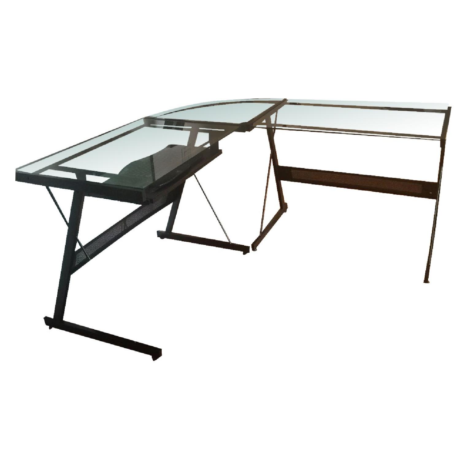 Target L-Shaped Glass Corner Computer Desk in Black/Clear - image-0