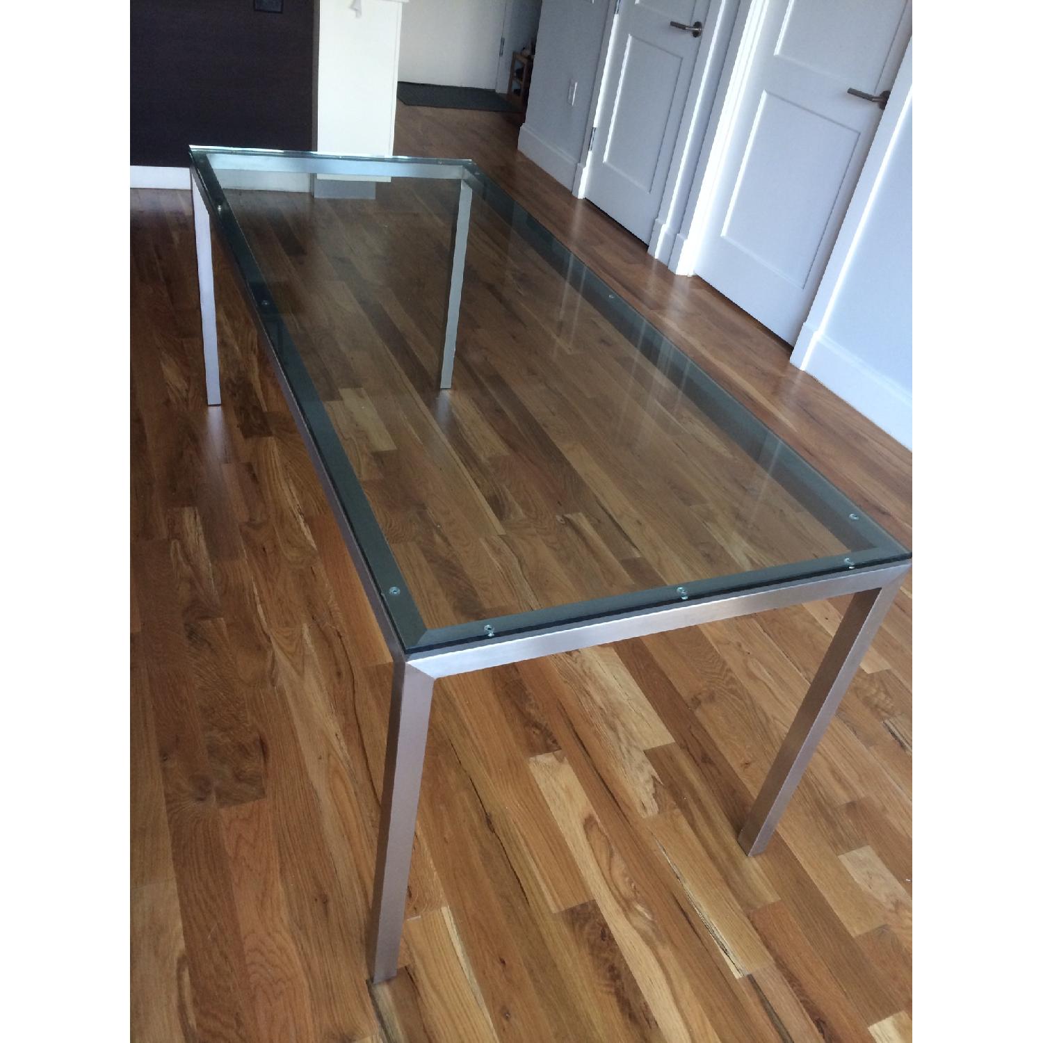 Room & Board Portica Home Glass Table with Stainless Steel Frame - image-1