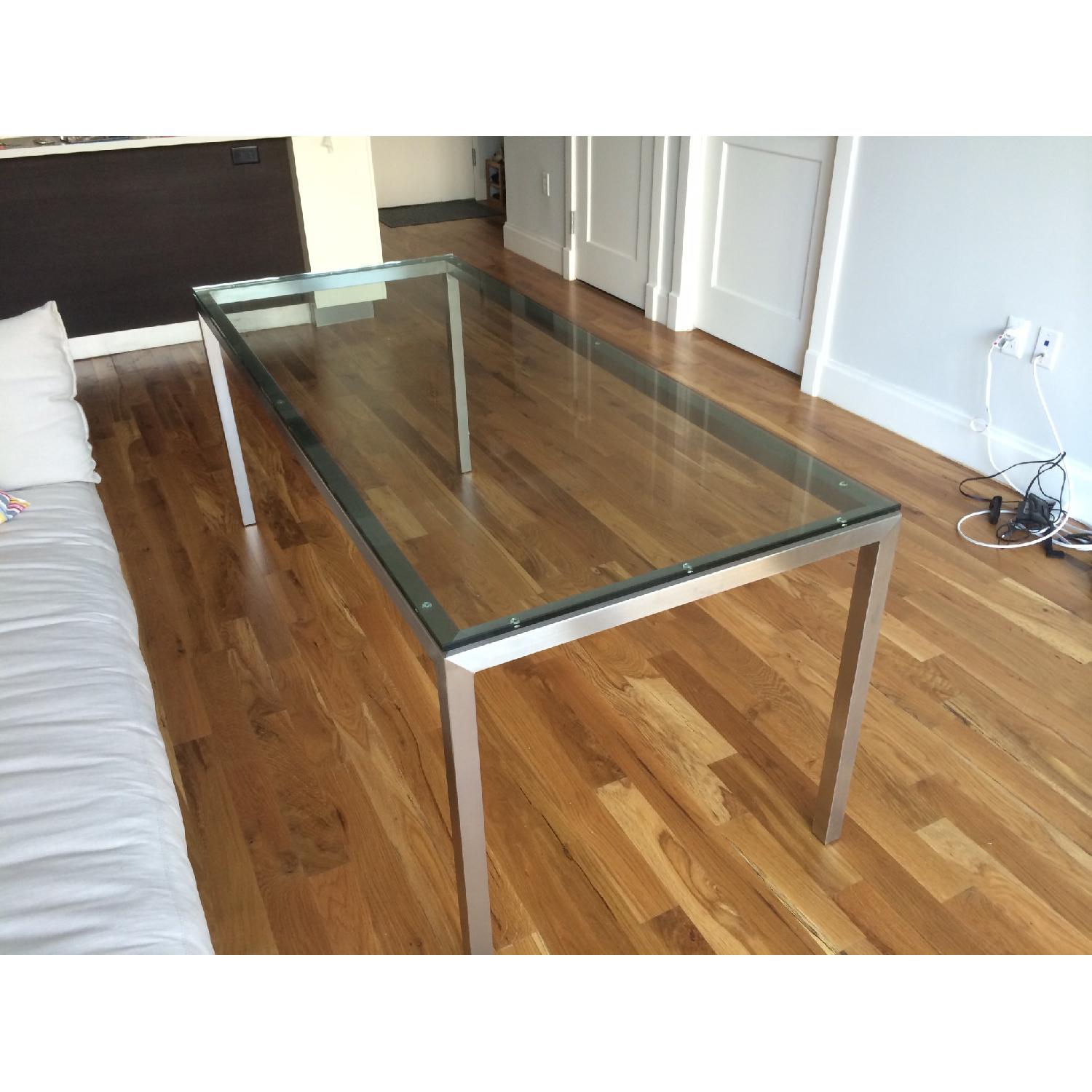 Room & Board Portica Home Glass Table with Stainless Steel Frame - image-3