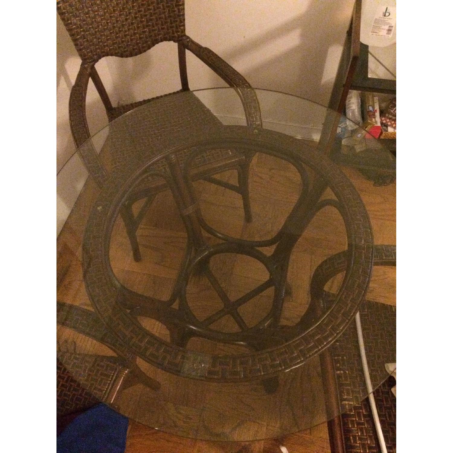 Antique Glass Top Kitchen Table w/ 4 Matching Chairs - image-1