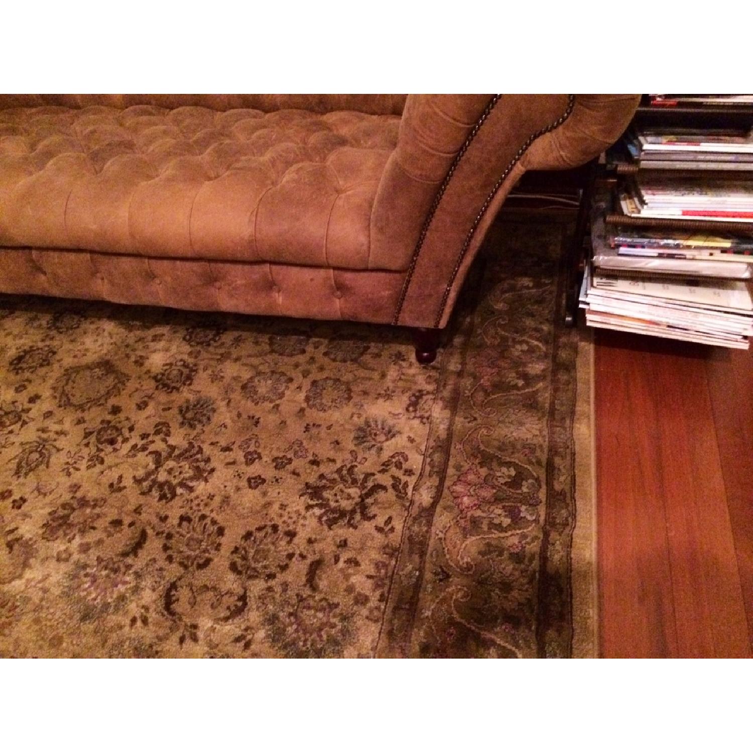 Horchow Oak Leather Reclaimer Sofa - image-2