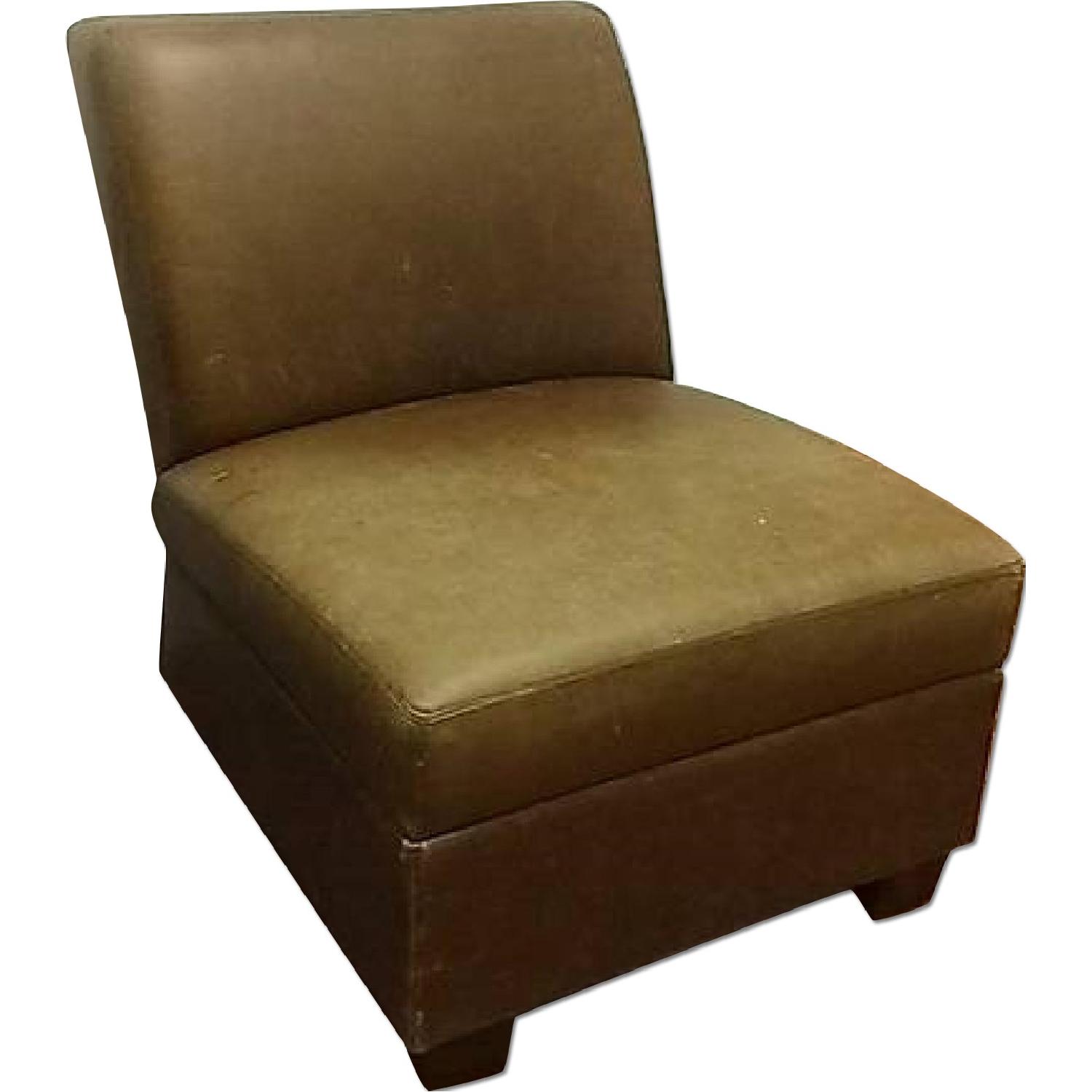 Two Leather Pottery Barn Chairs - image-0