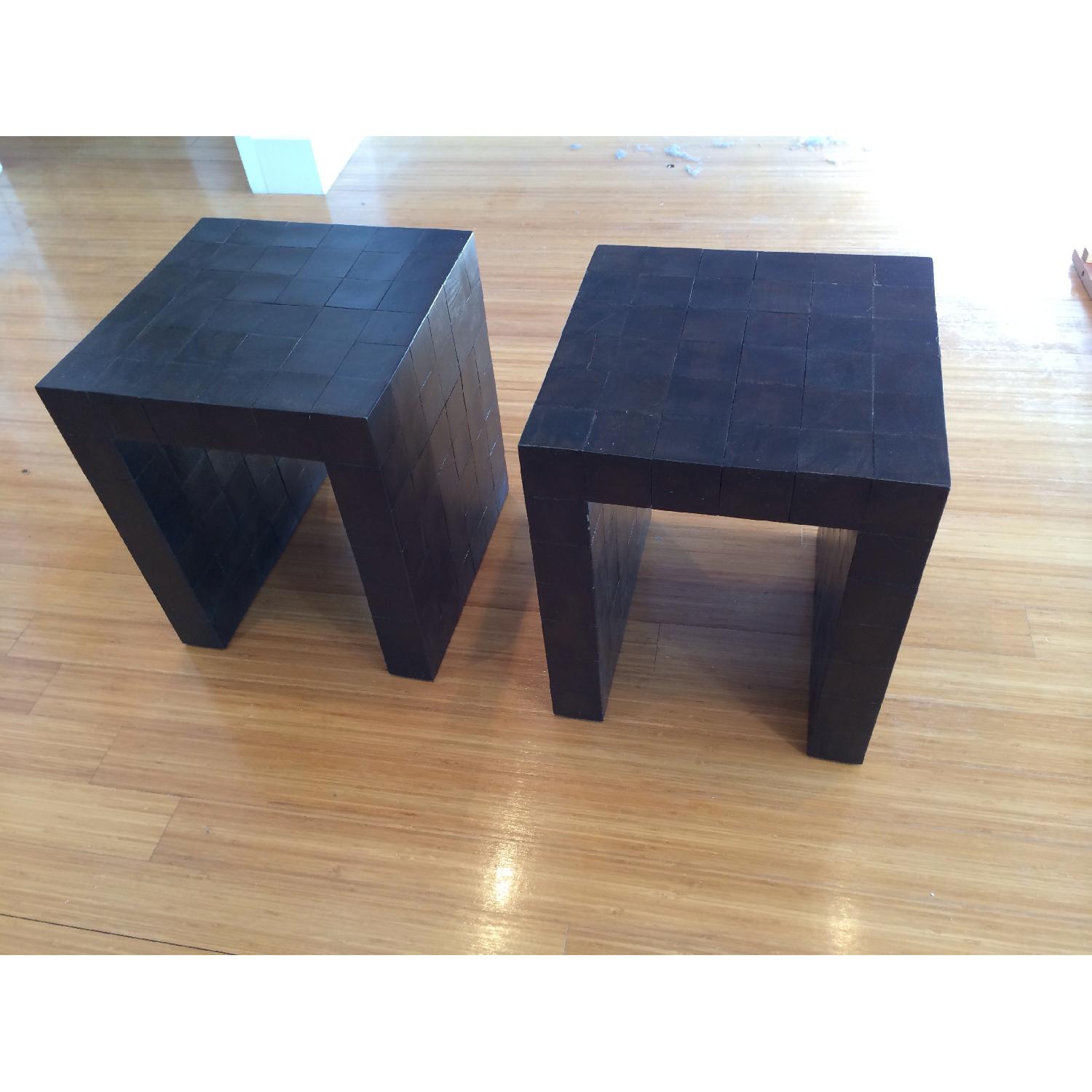 Solid Oak Blocks Side Tables - image-1