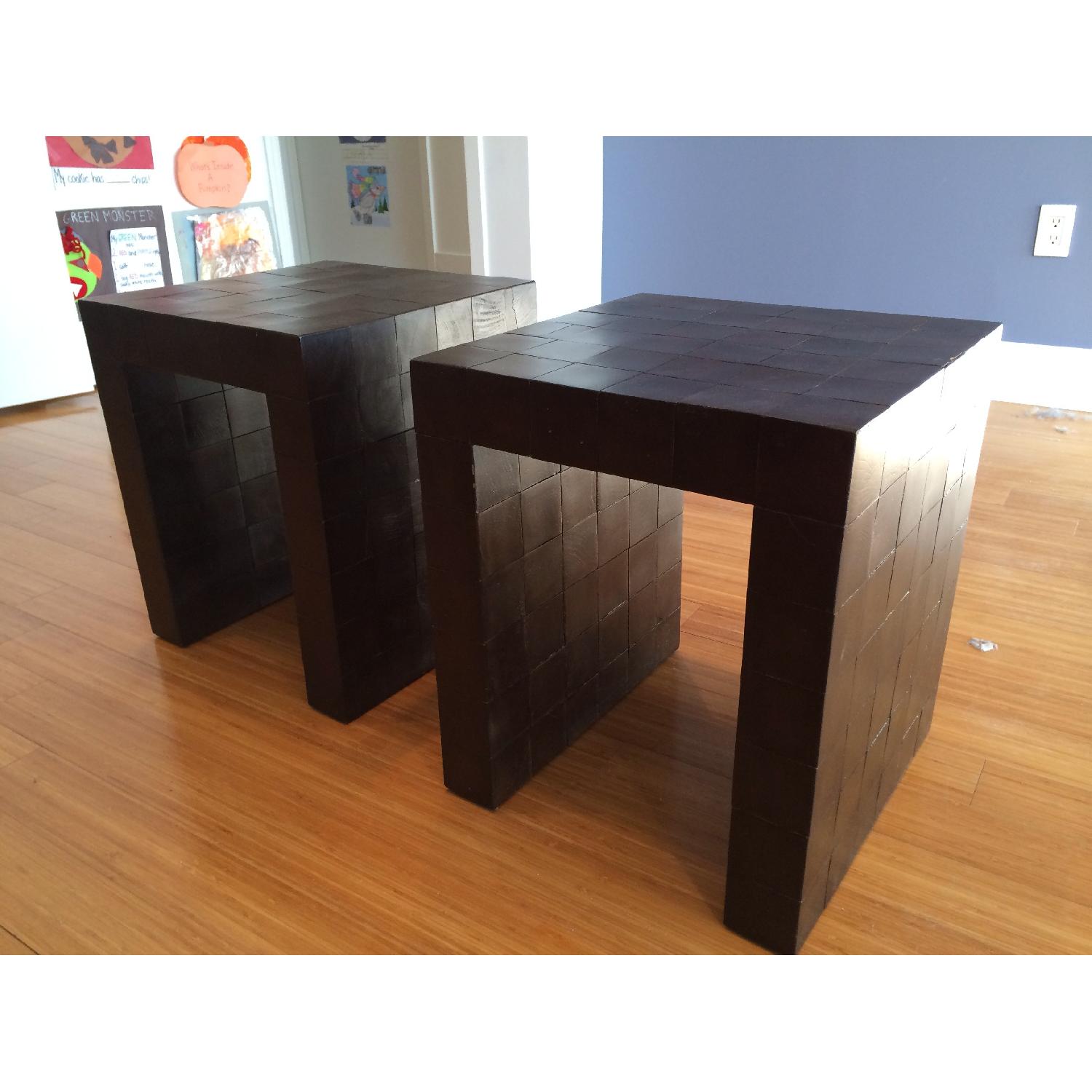 Solid Oak Blocks Side Tables AptDeco