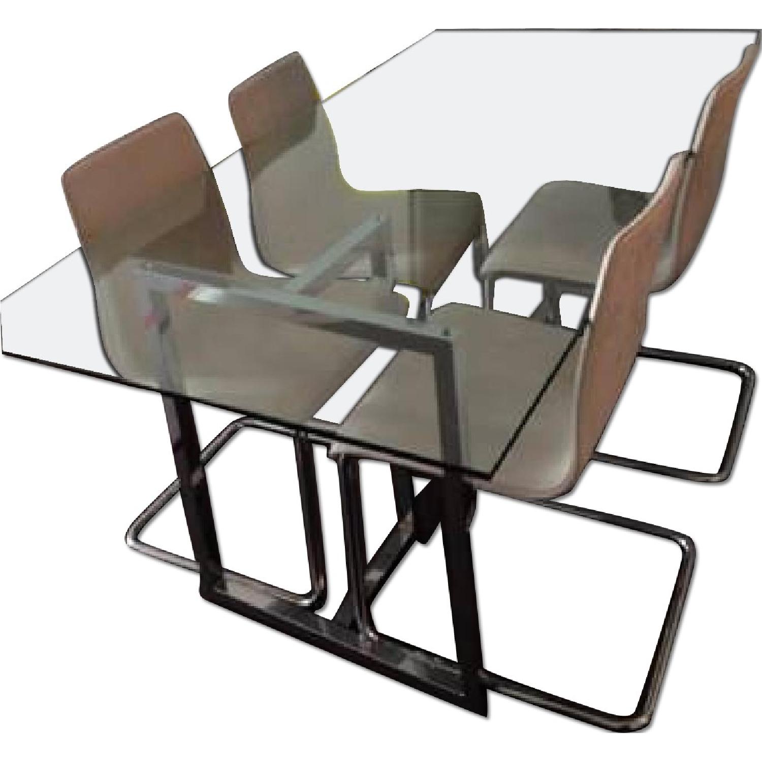 CB2 Dining Table and 4 Suede Chairs - AptDeco