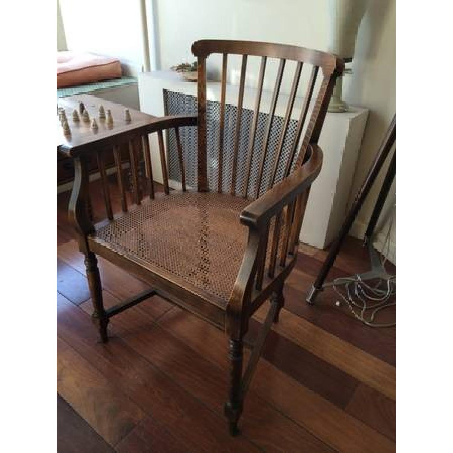 Williams Sonoma Wood / Wicker Bench and 2 Chair Set - will consider best offer - image-2