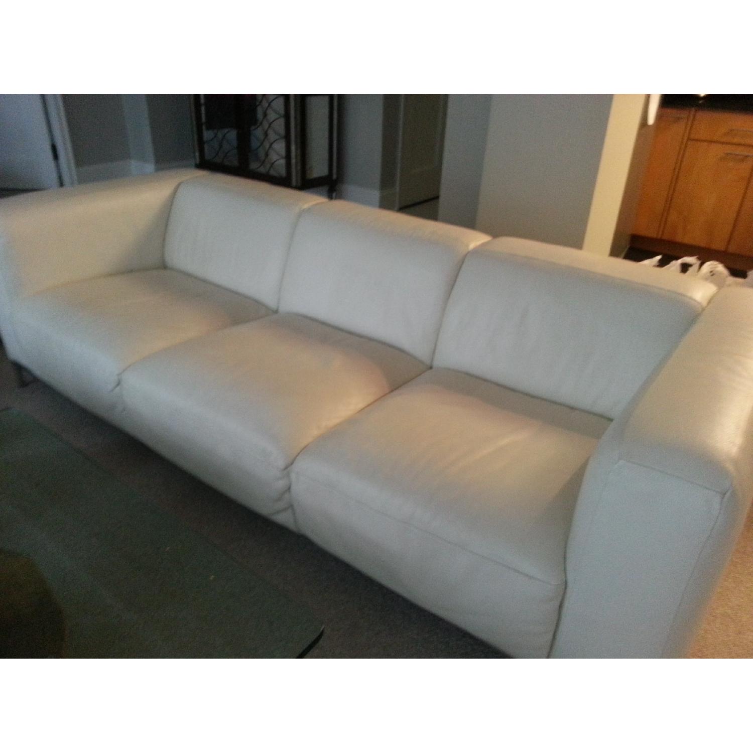White Italian Leather Couch - image-1