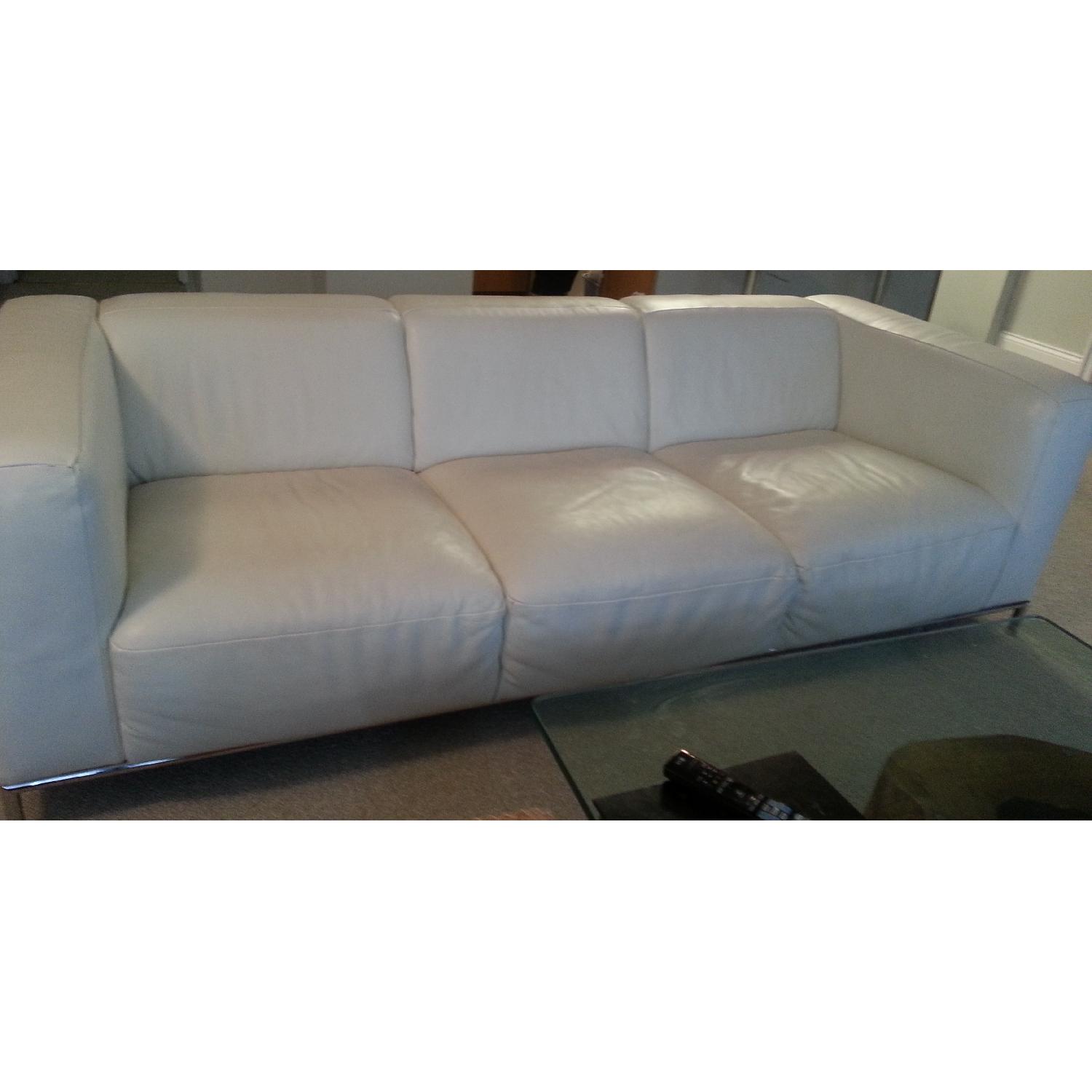 White Italian Leather Couch - image-2