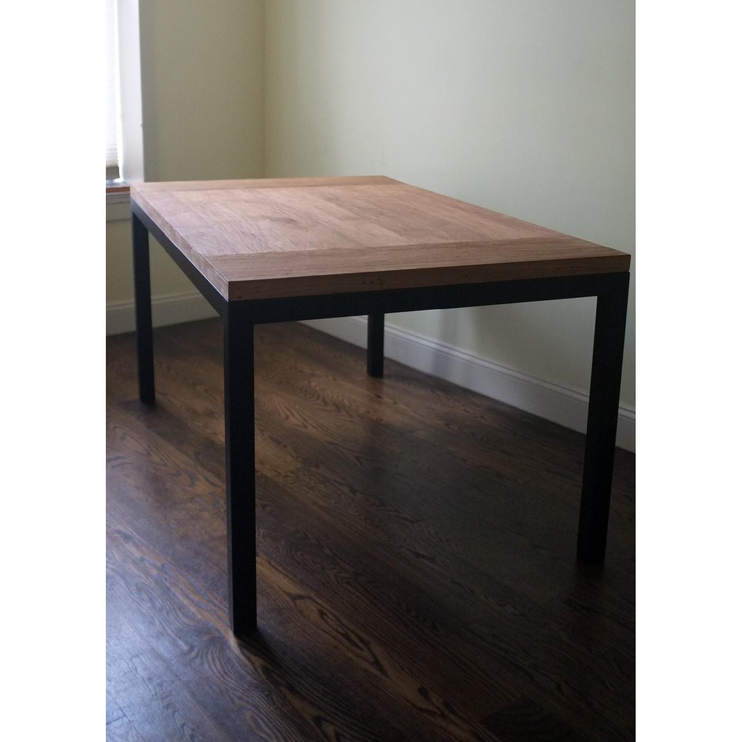 Parsons Teak Top 60x36 Dining Table with Natural Dark Steel Base - image-2