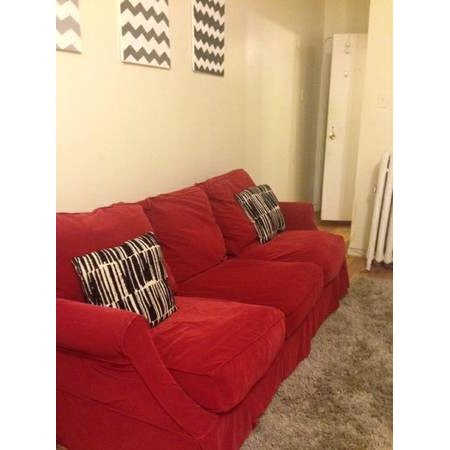 Pottery Barn Three Seater Red Sofa - image-2