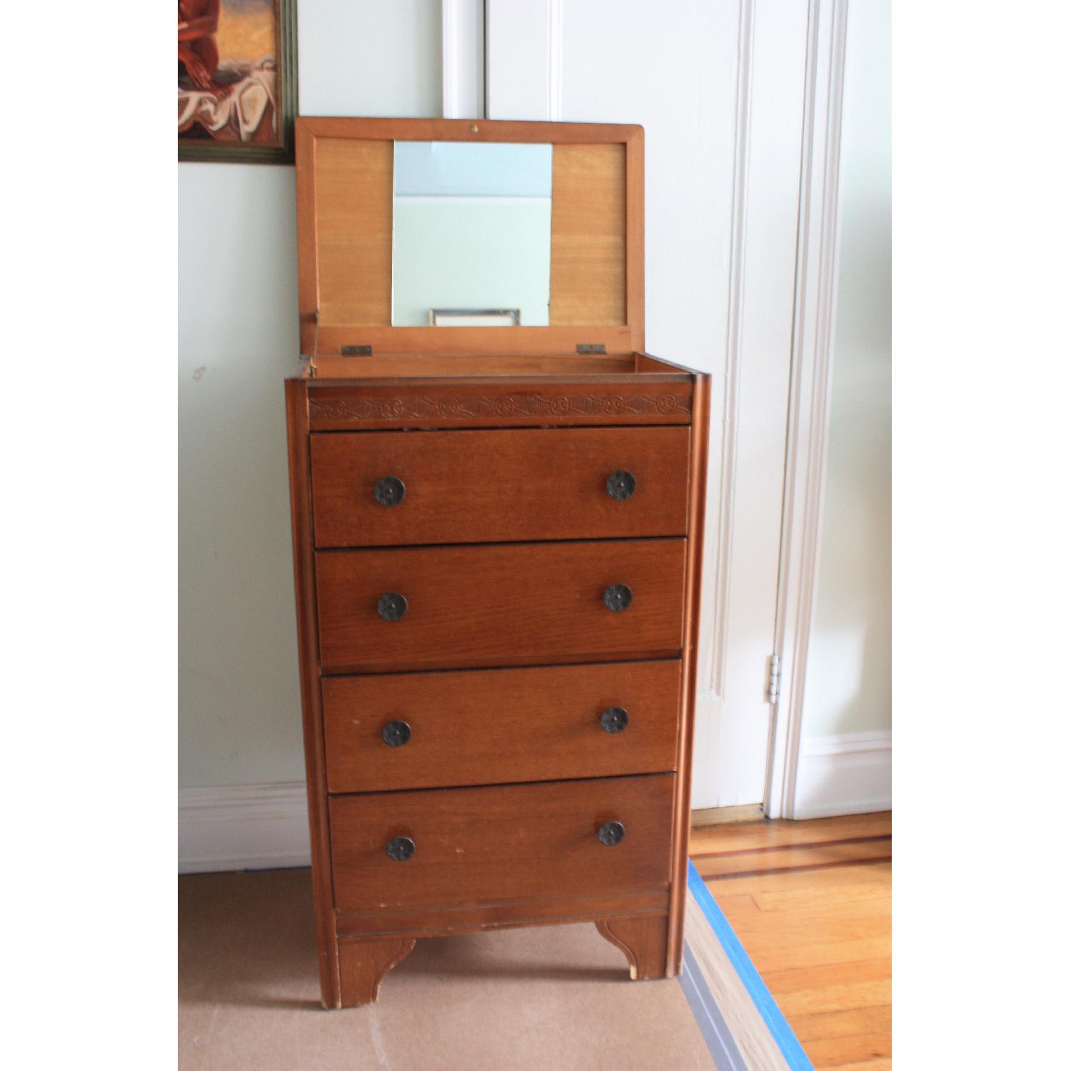 PRICE DROP!! Antique 4 Drawer Dresser with Lift Top Mirror - image-3