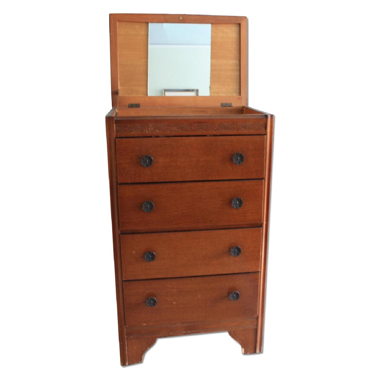 PRICE DROP!! Antique 4 Drawer Dresser with Lift Top Mirror - image-0