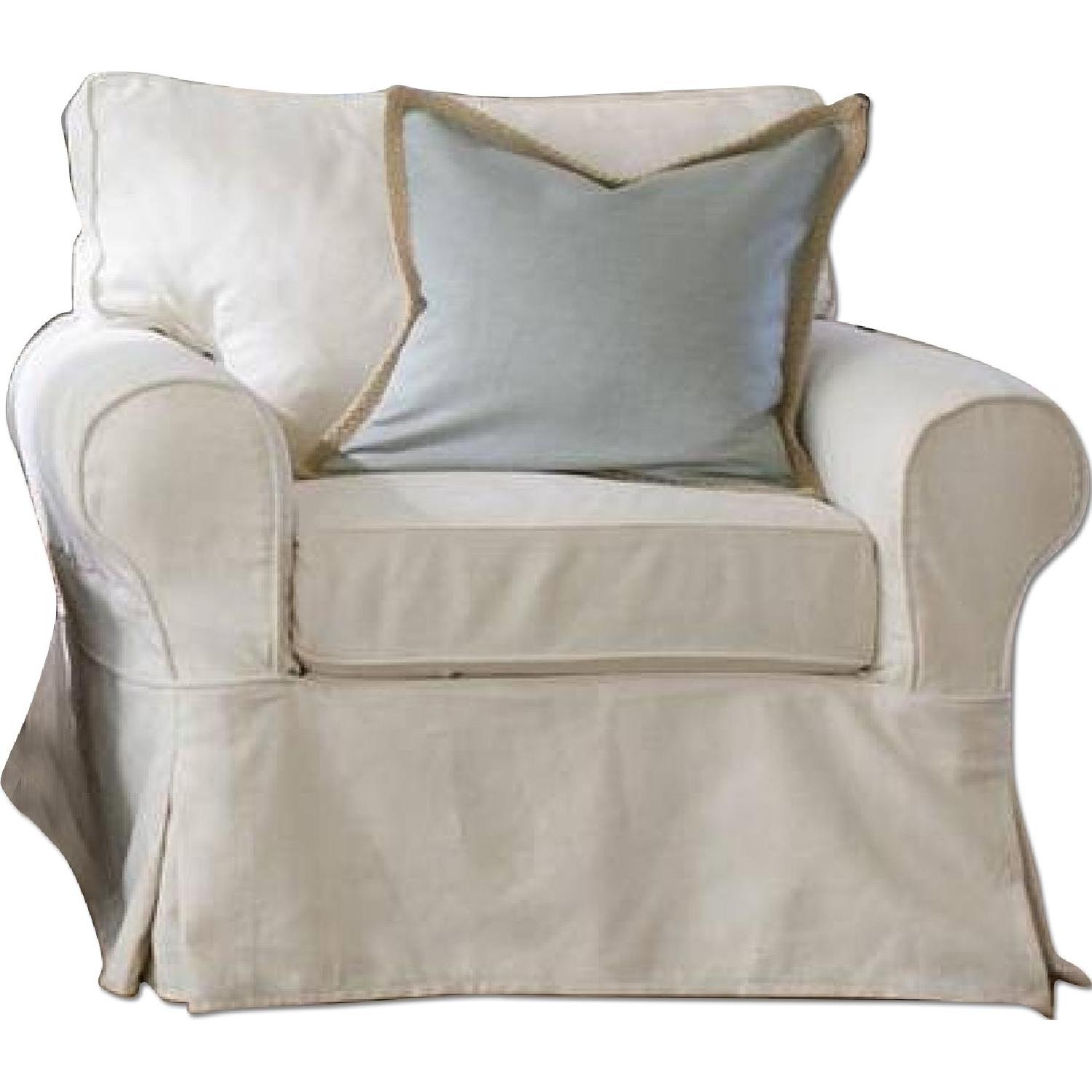 Pottery Barn White Oversized Armchair AptDeco