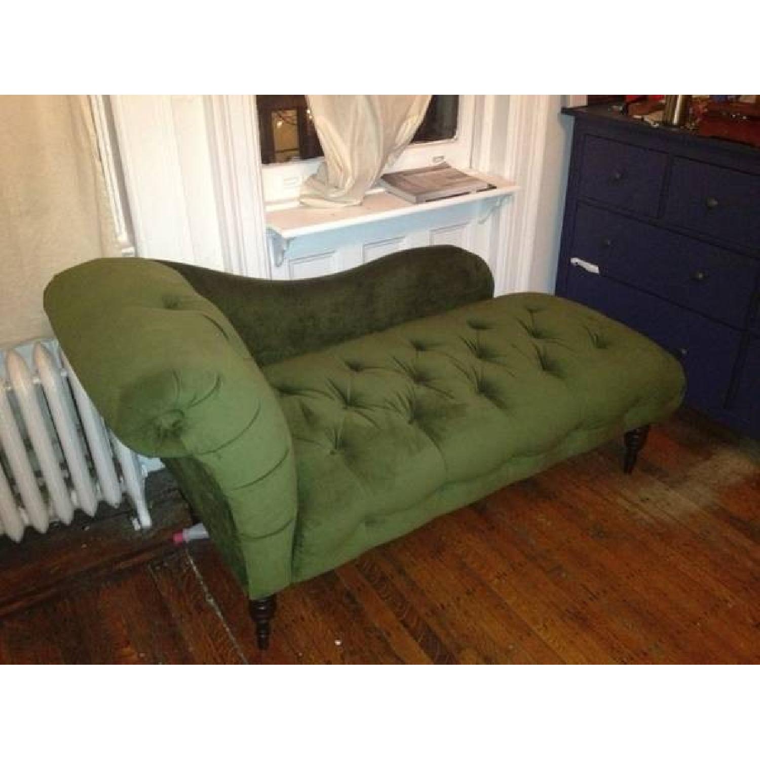 Moss Green Velvet Chaise Lounge - AptDeco