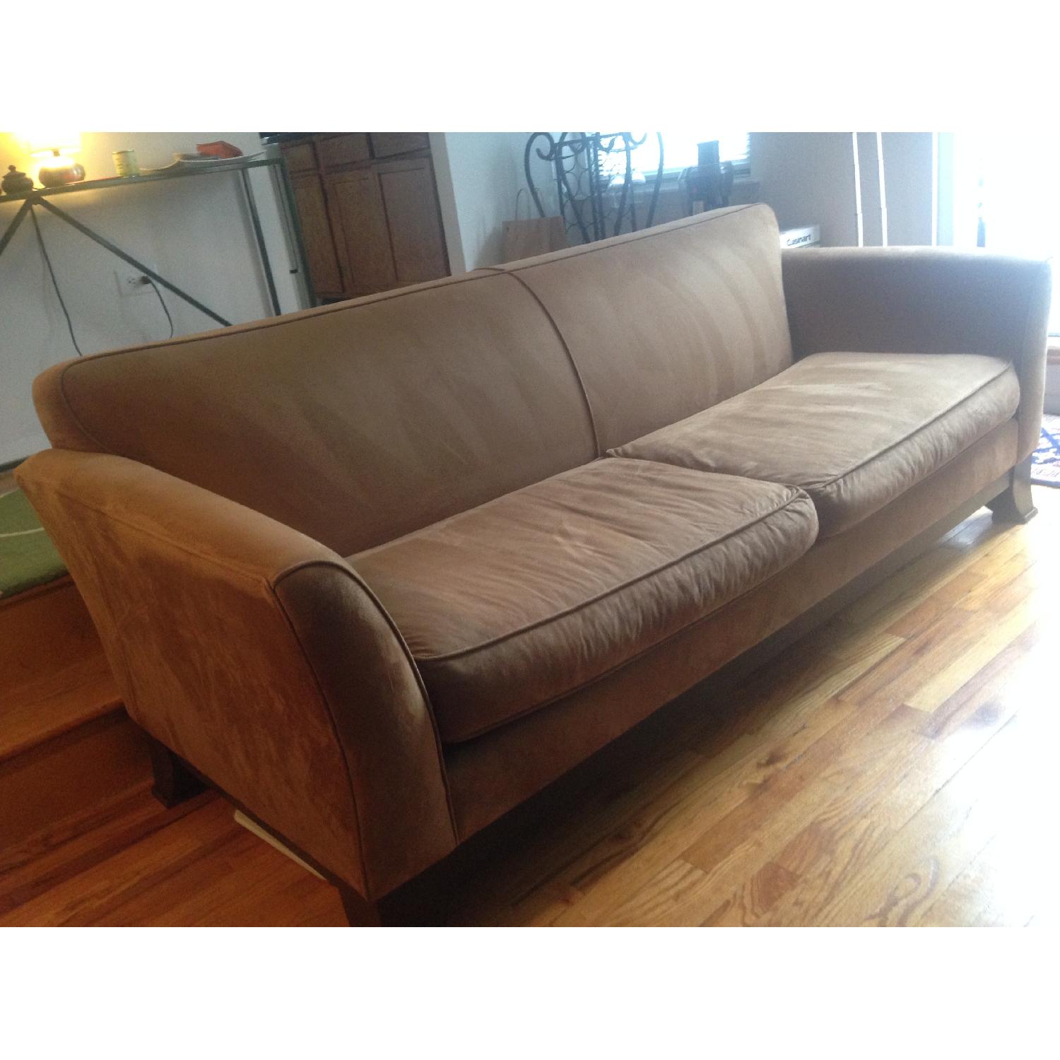 Tan Microfiber Pottery Barn Sofa - image-1