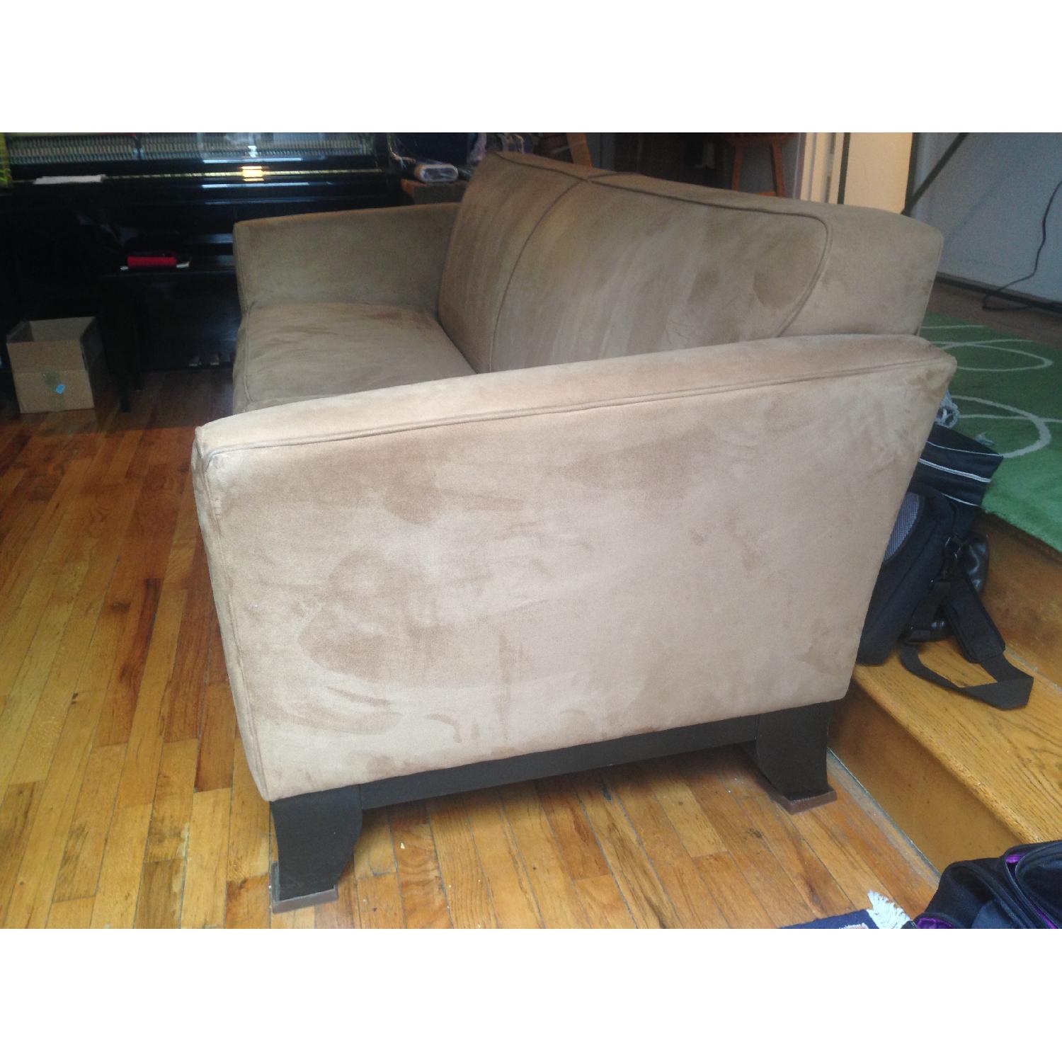 Tan Microfiber Pottery Barn Sofa - image-3