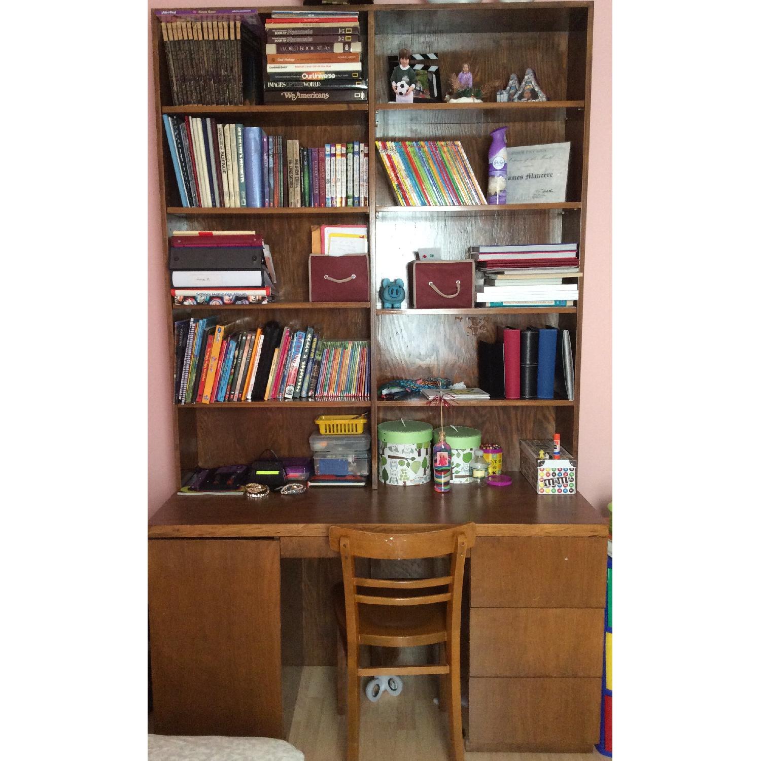 Desk and Bookshelf Combo - Maple Wood - image-1