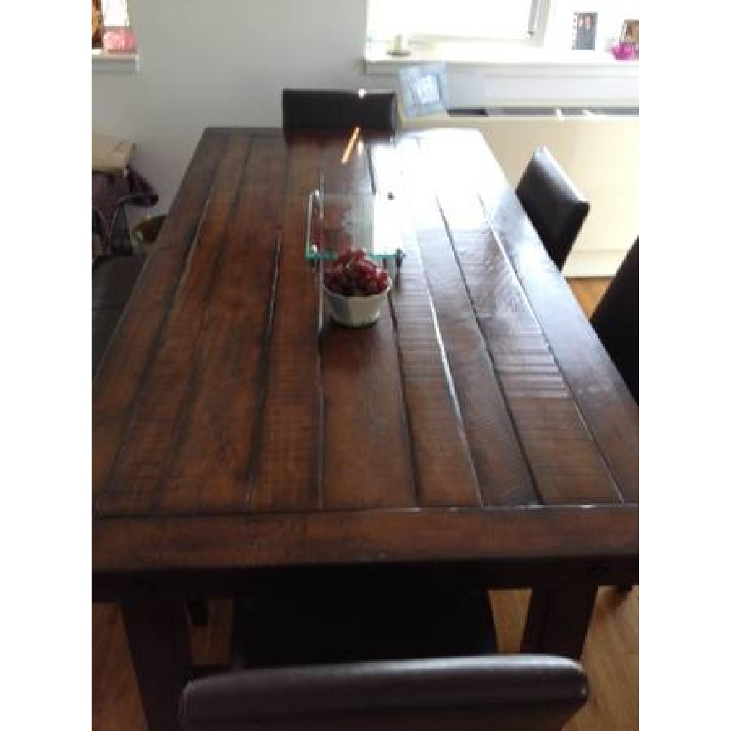 Pottery Barn Farm Table - Bench and 4 Leather Chairs - image-2