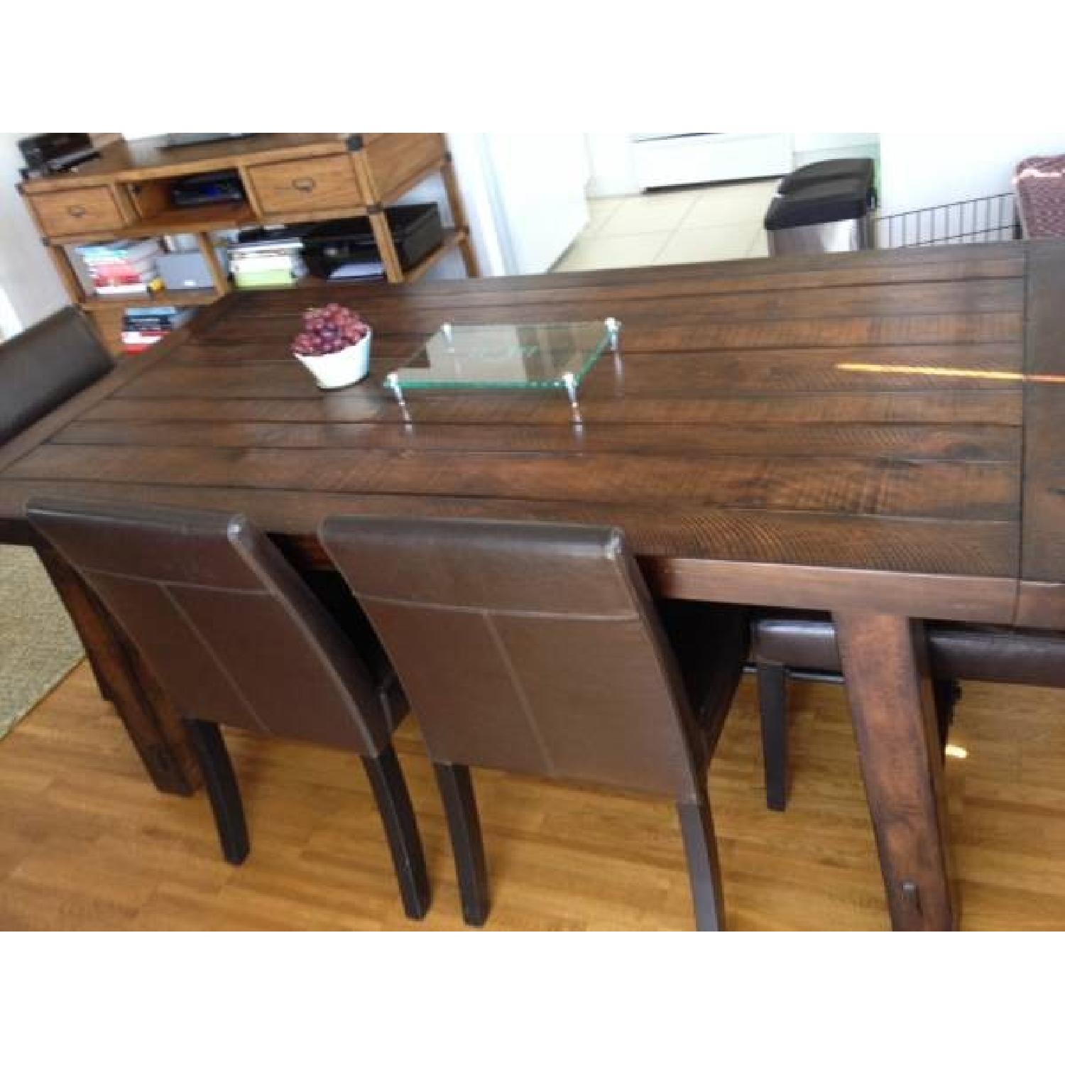 Pottery Barn Farm Table - Bench and 4 Leather Chairs - image-5