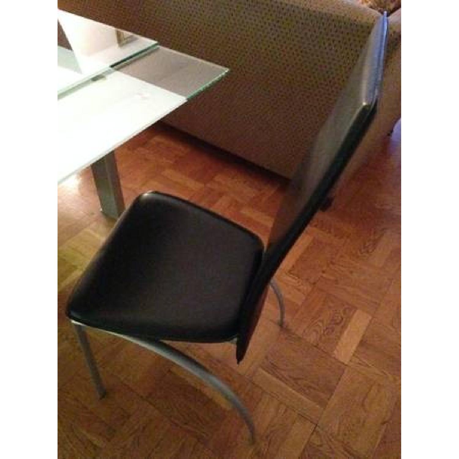 Smart Extendable Glass Top Dining Table with 6 Leather Chairs - image-2