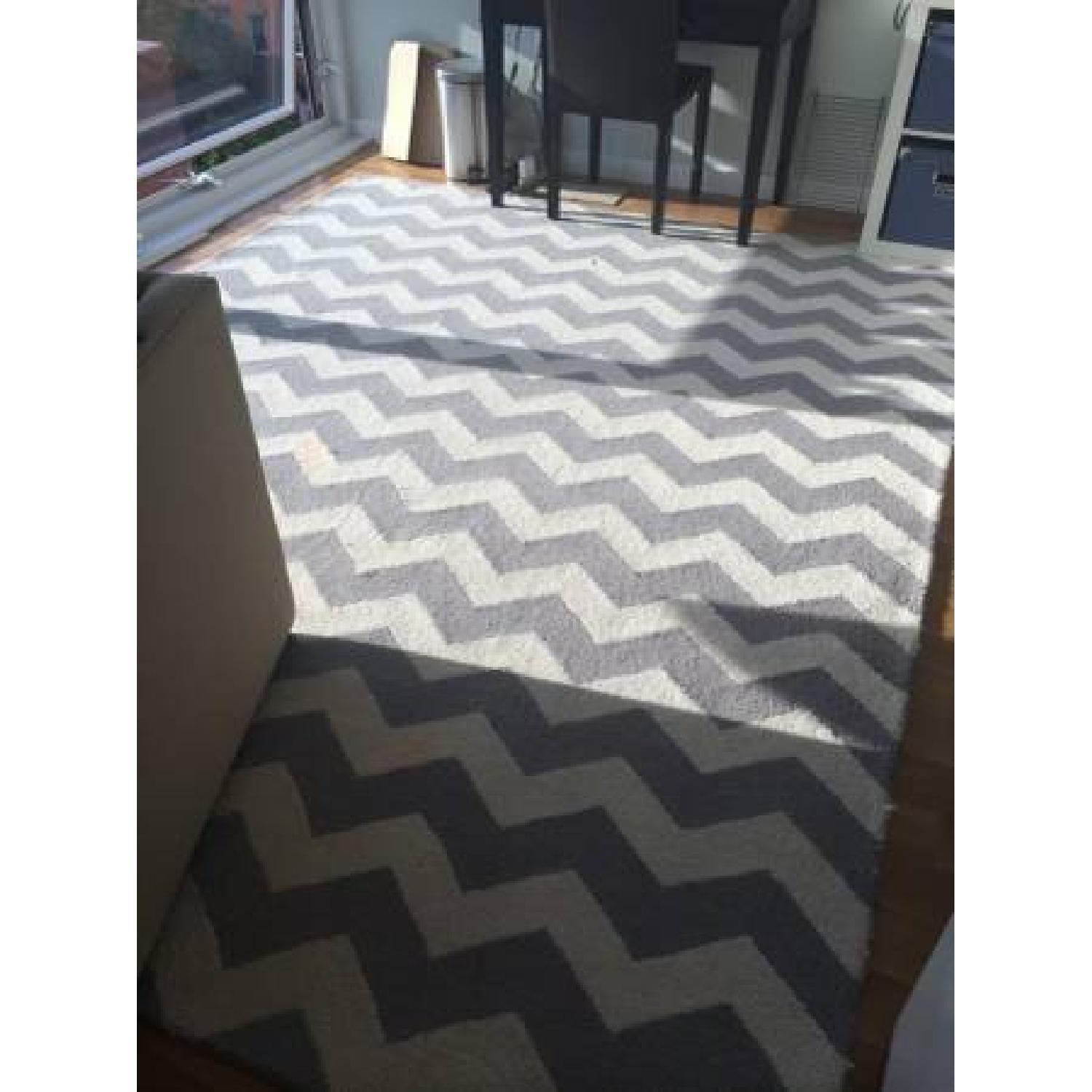 Pottery Barn Kids Grey & White 8x10 Chevron Wool Rug - image-2