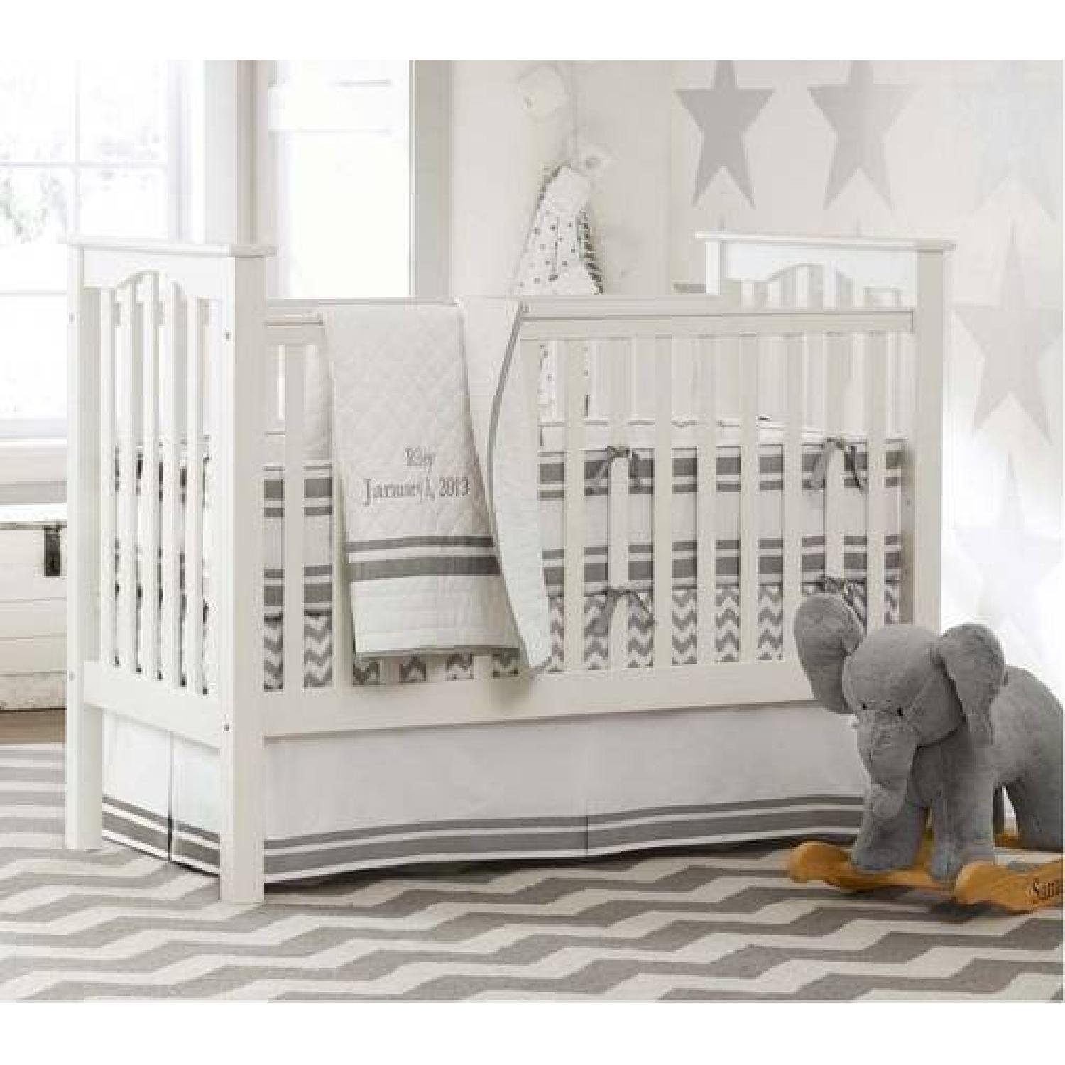 Pottery Barn Kids Grey & White 8x10 Chevron Wool Rug - image-4