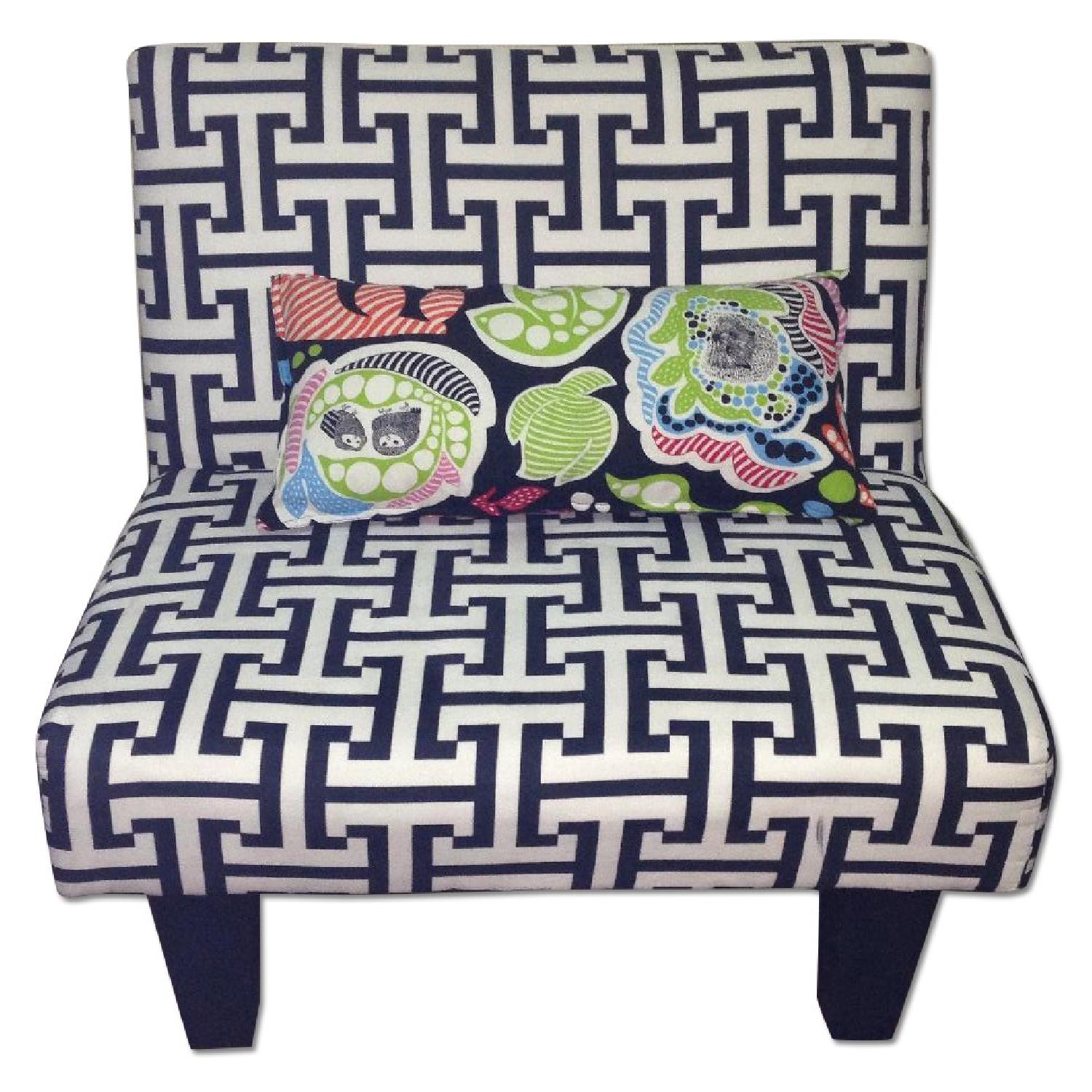 Kebo Chair White and Black Geometric - image-0