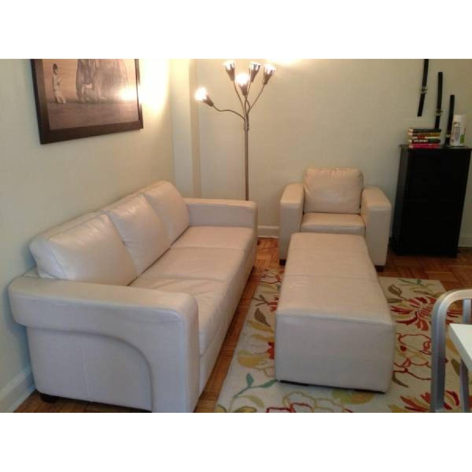 Jennifer Convertable Leather Sofa Sleeper (queen) Ottoman and Chair - image-1
