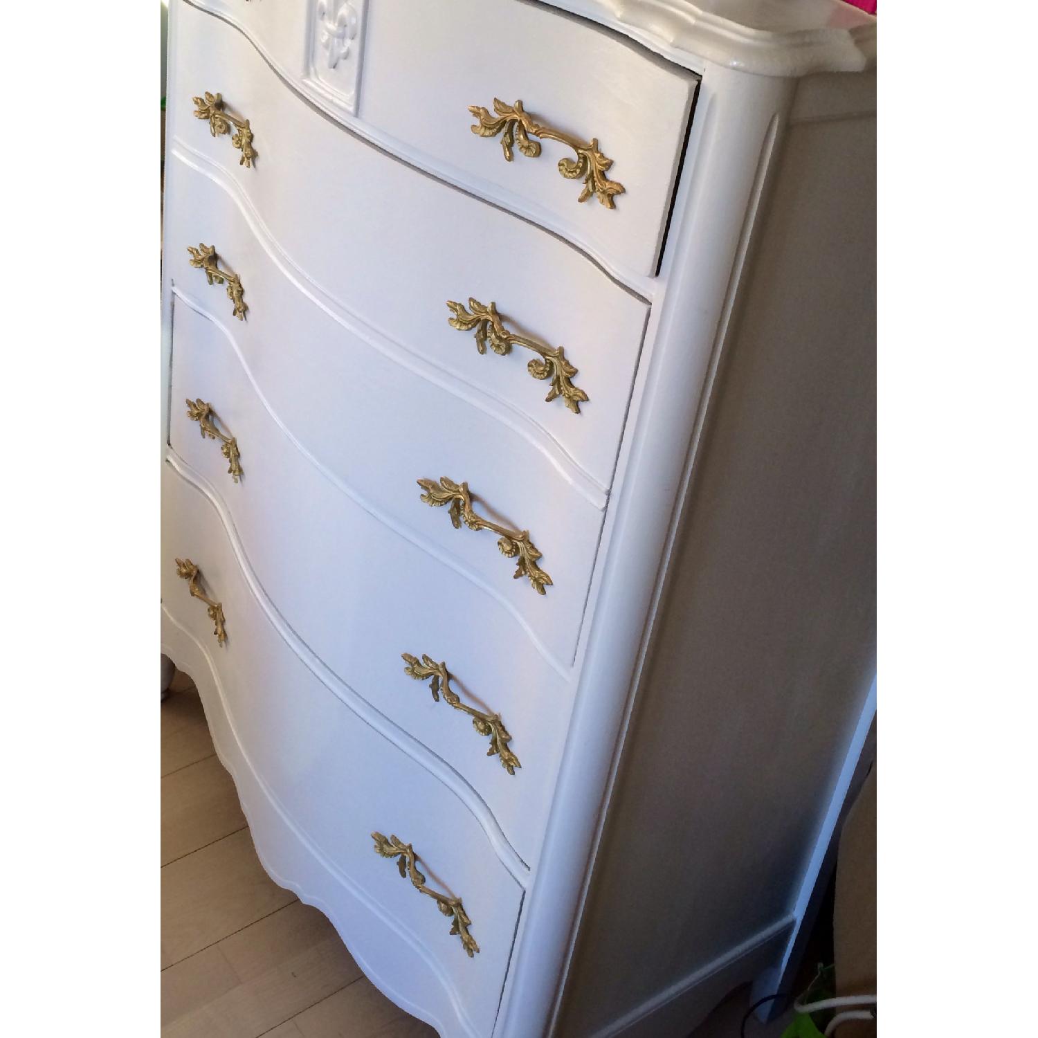Hollywood Regency Glam Glossy White Lacquered Dresser Chest Drawer - image-2
