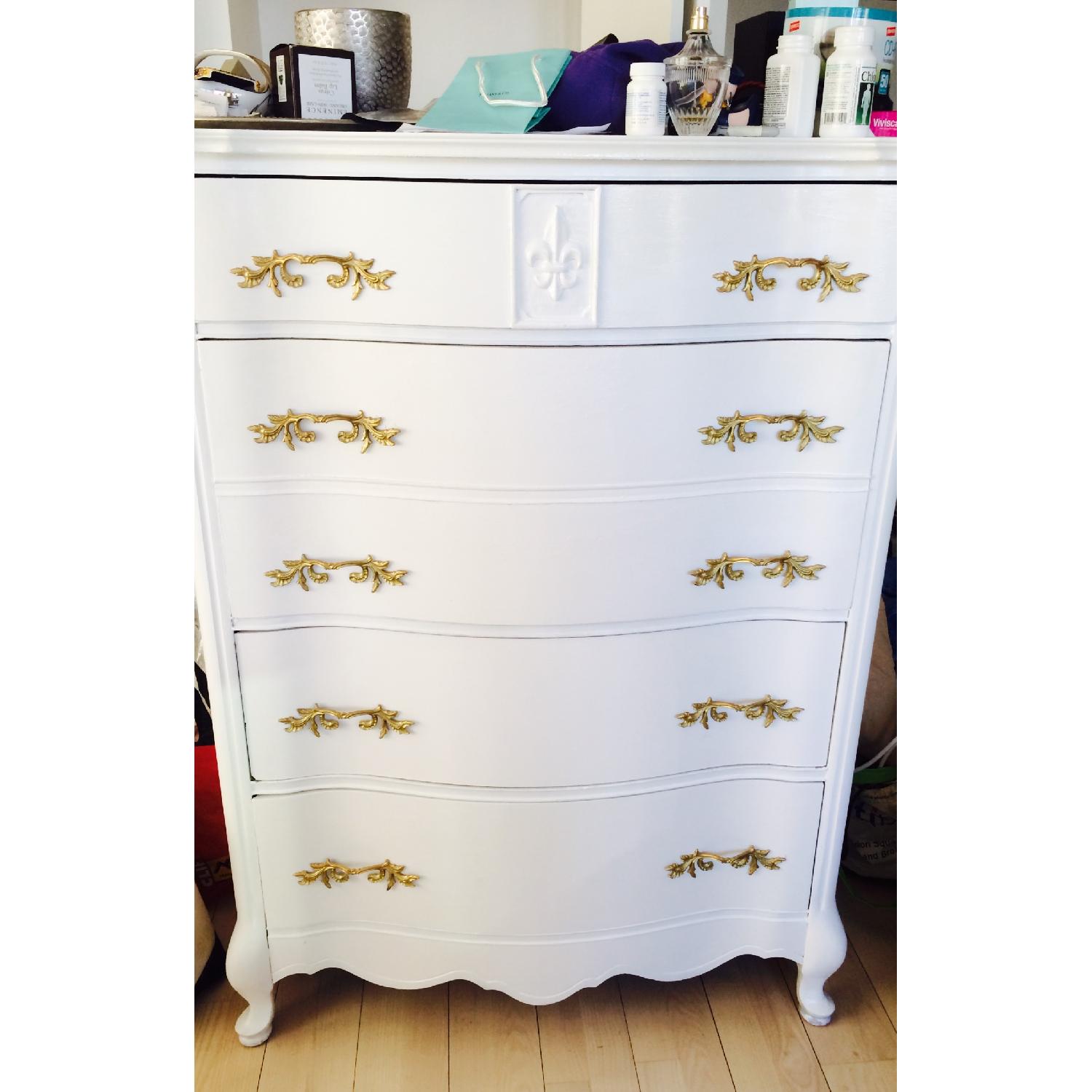 Hollywood Regency Glam Glossy White Lacquered Dresser Chest Drawer - image-4