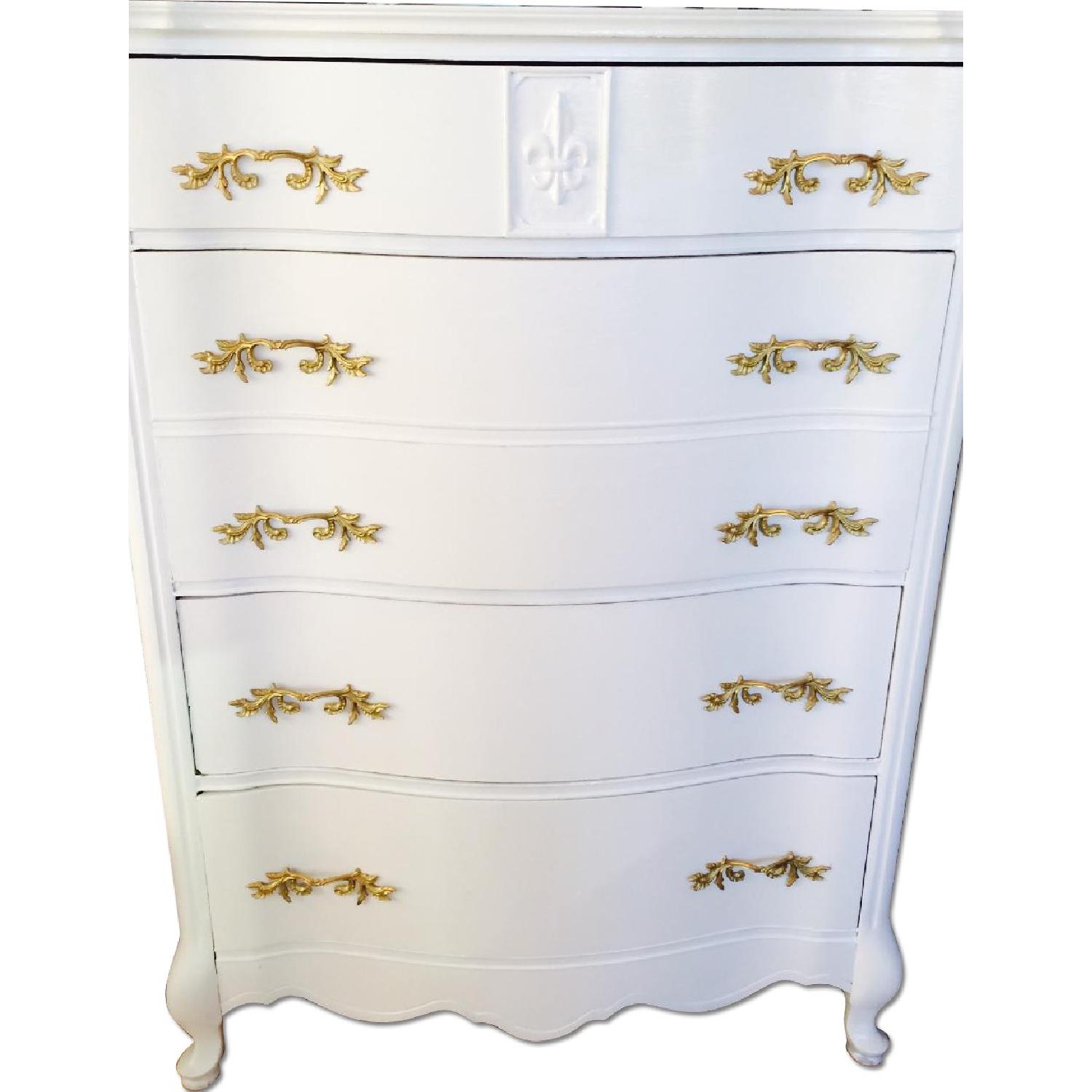 Hollywood Regency Glam Glossy White Lacquered Dresser Chest Drawer - image-0