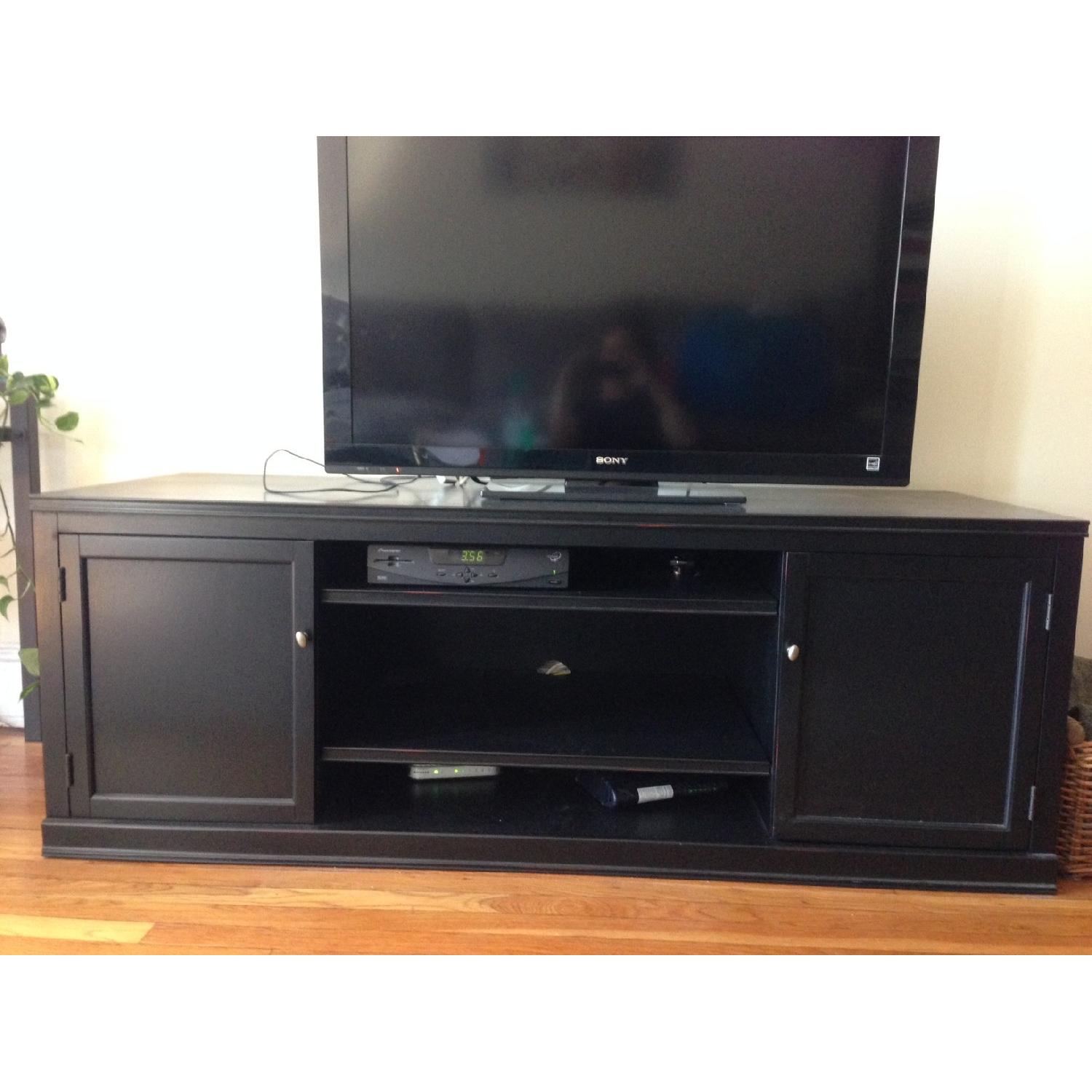 Pottery Barn TV Stand with Shelves - Black - image-1