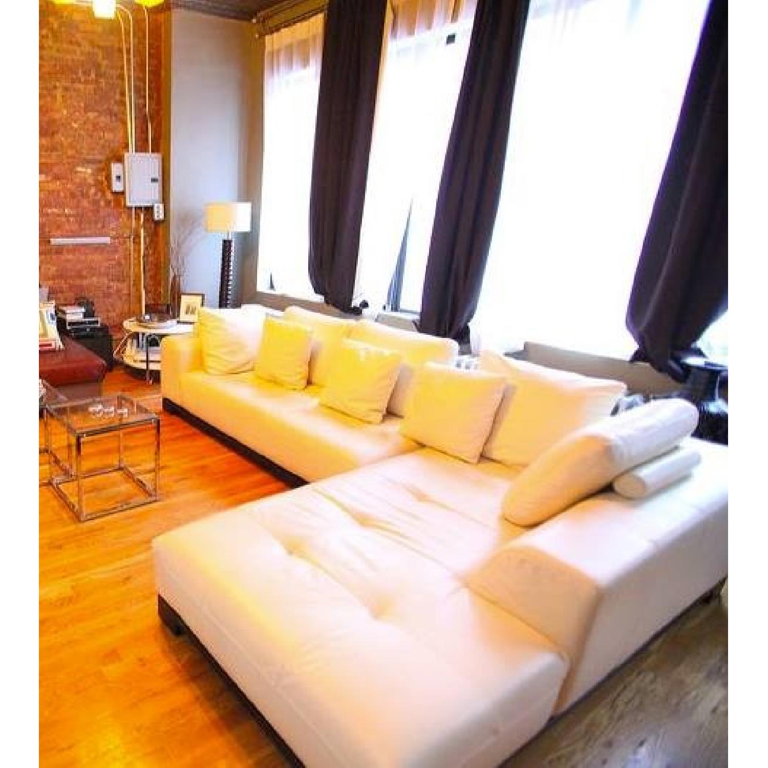 DeCoro Beige Leather Sectional, - image-1