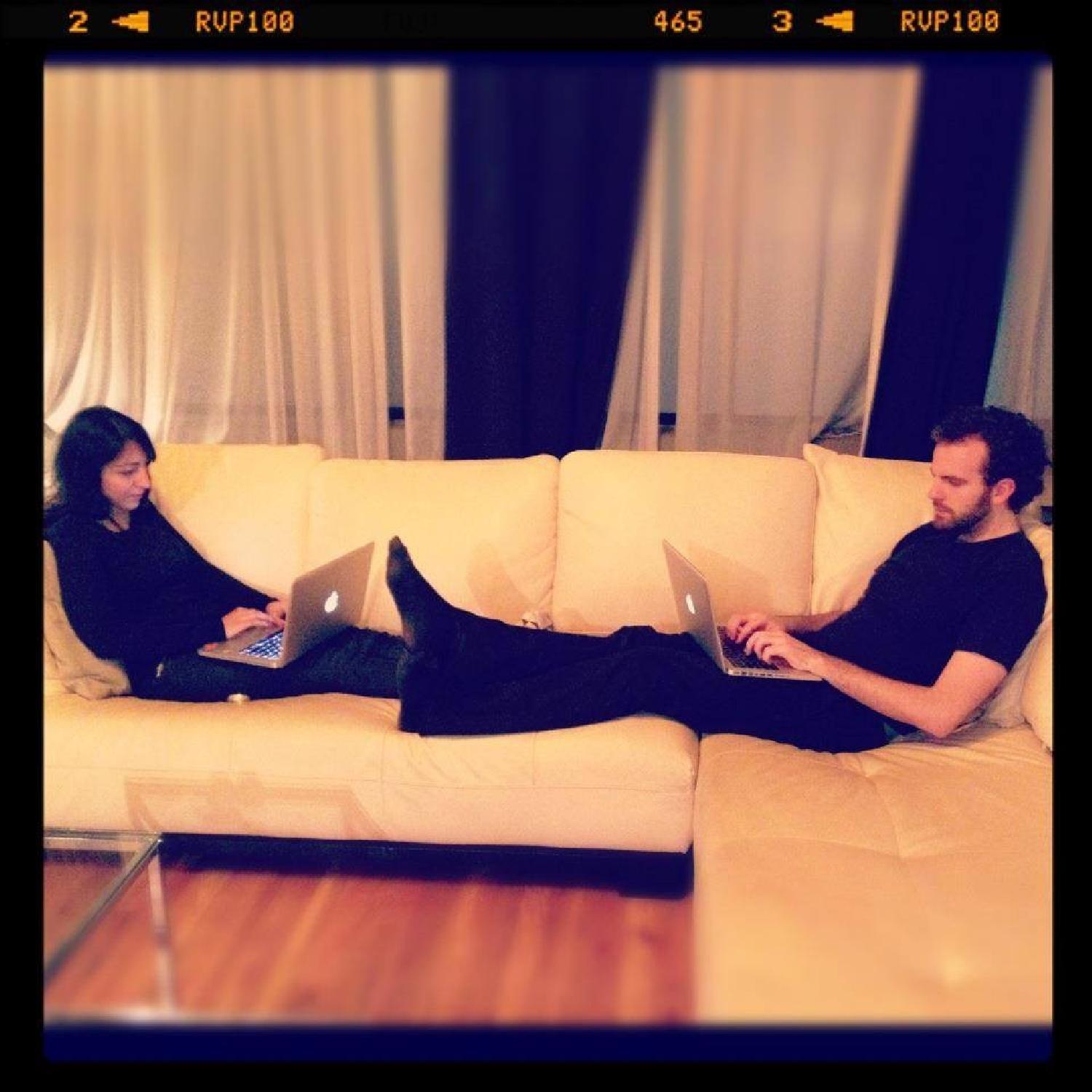 DeCoro Beige Leather Sectional, - image-2