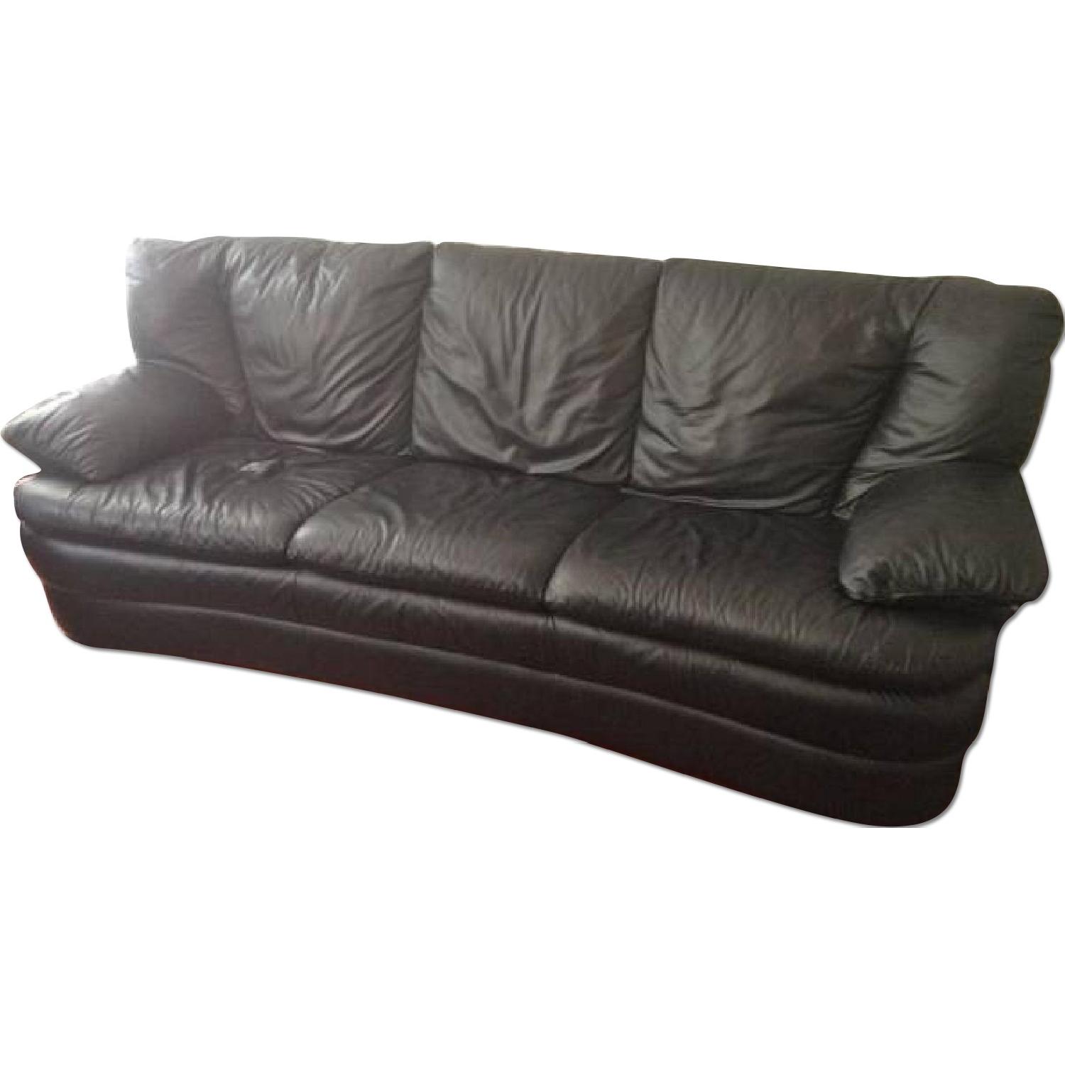 Natuzzi Black Leather Couch AptDeco