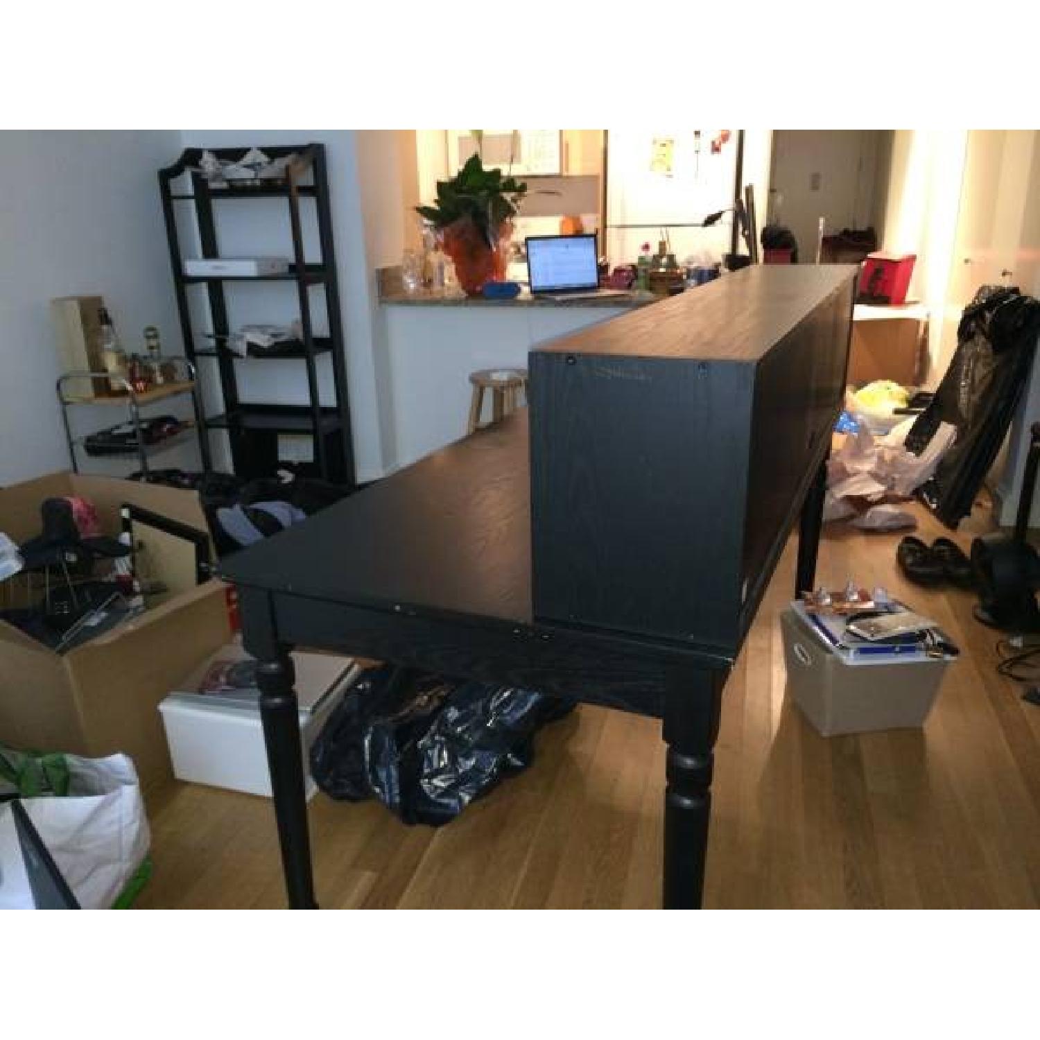 Pottery Barn Black Writing Desk w/ Hutch - image-2