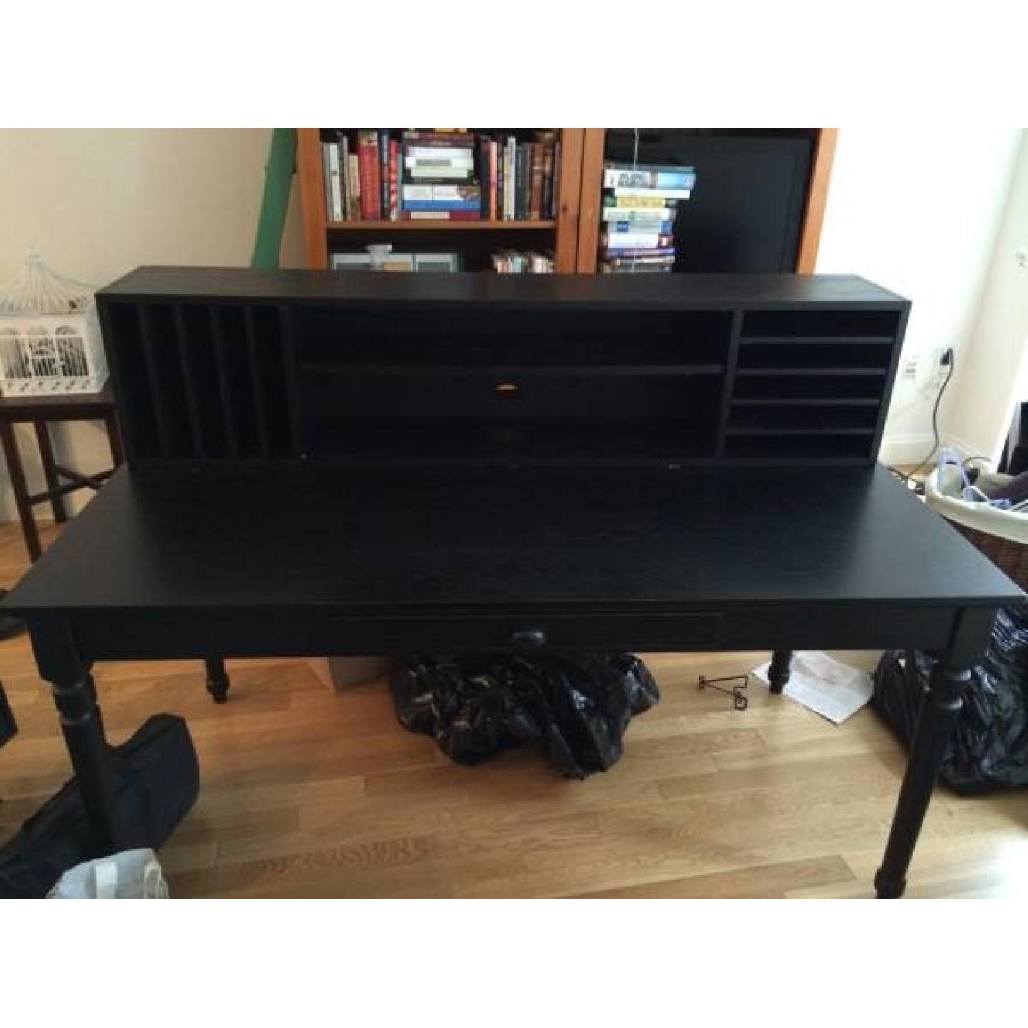 Pottery Barn Black Writing Desk w/ Hutch - image-3
