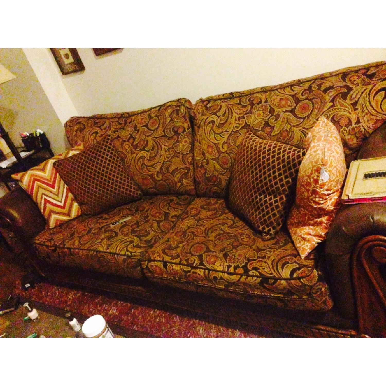 Chris Madden Rustic Wood and Suede Sofa - image-2