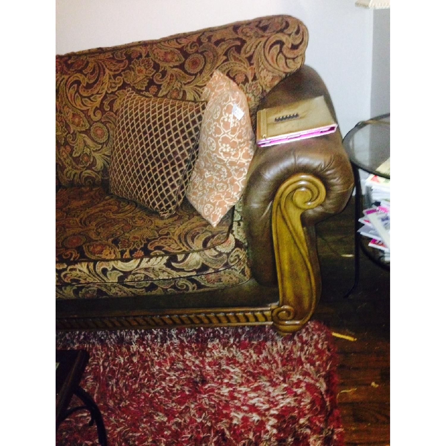 Chris Madden Rustic Wood and Suede Sofa - image-3