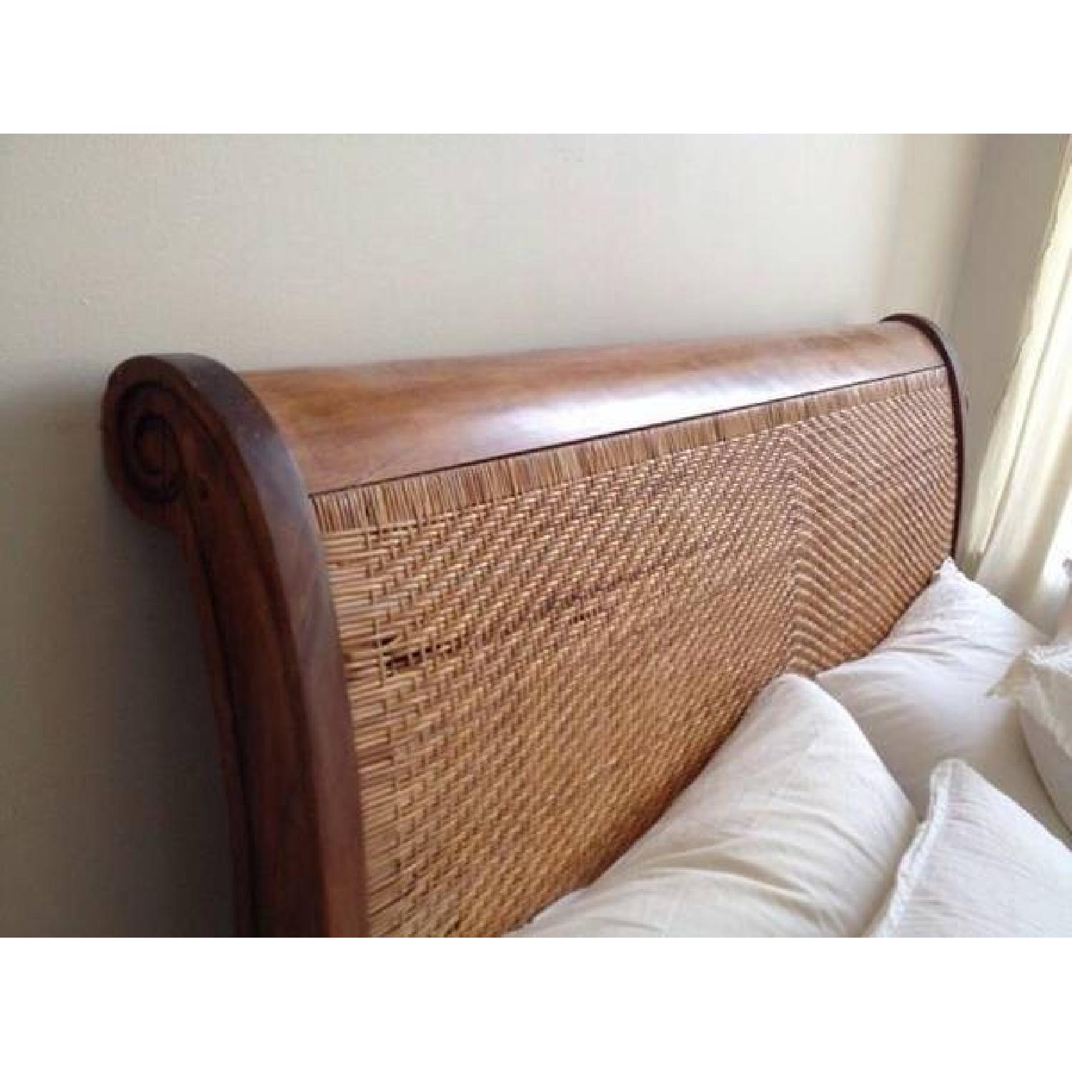 ABC Carpet & Home Rattan Sleigh Wooden Bed - image-1