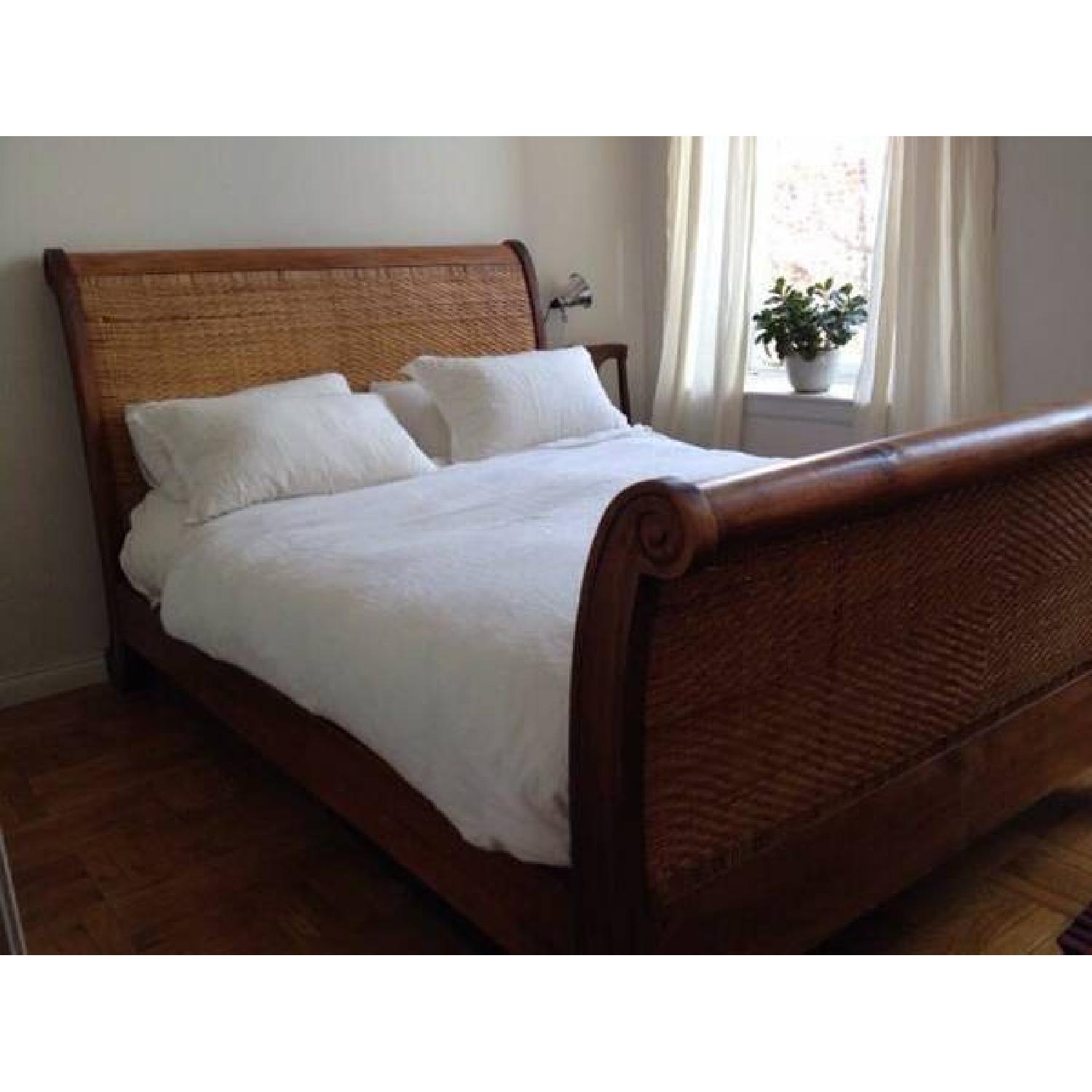 ABC Carpet & Home Rattan Sleigh Wooden Bed - image-2