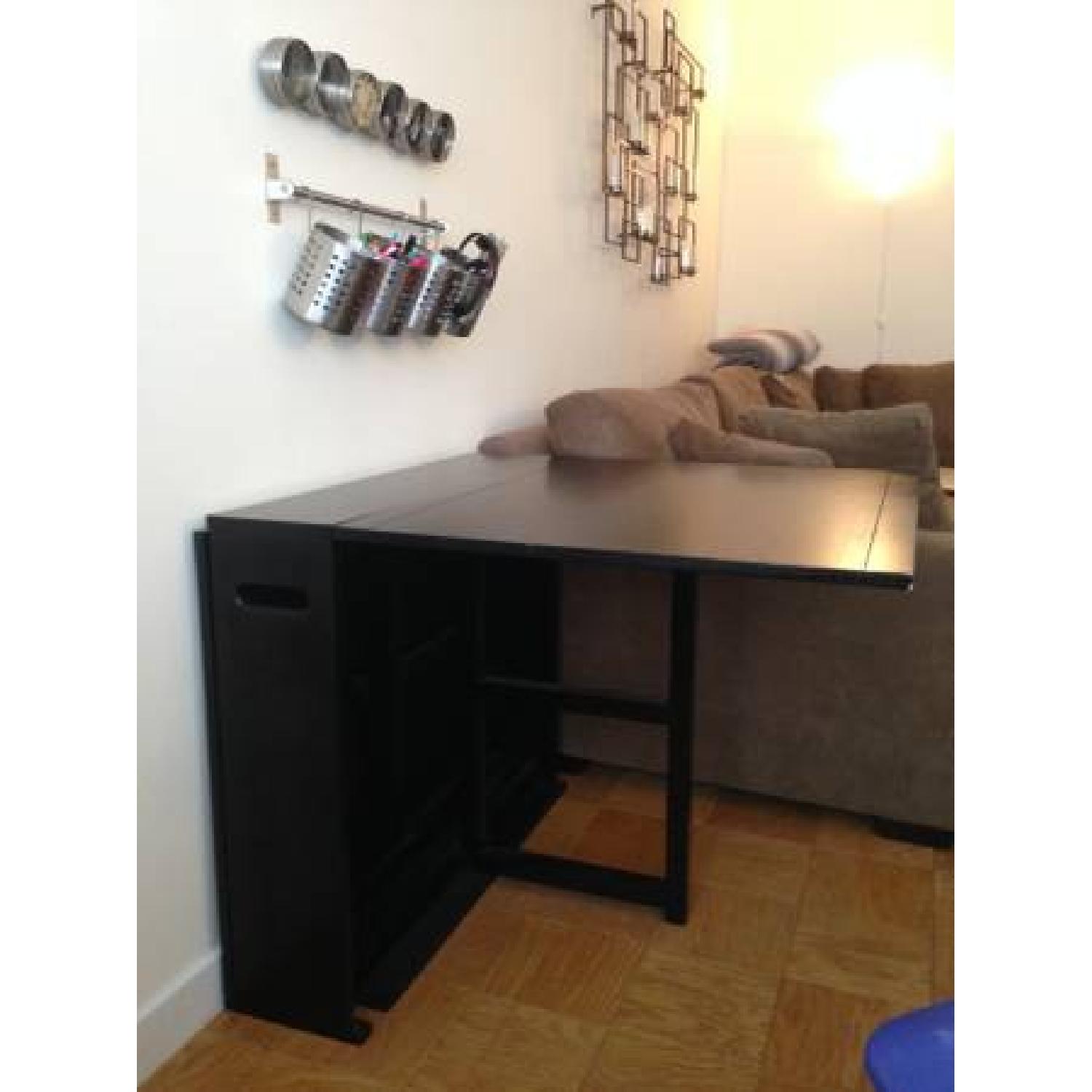 Crate & Barrel Span Espresso Gateleg Dining Table - image-1