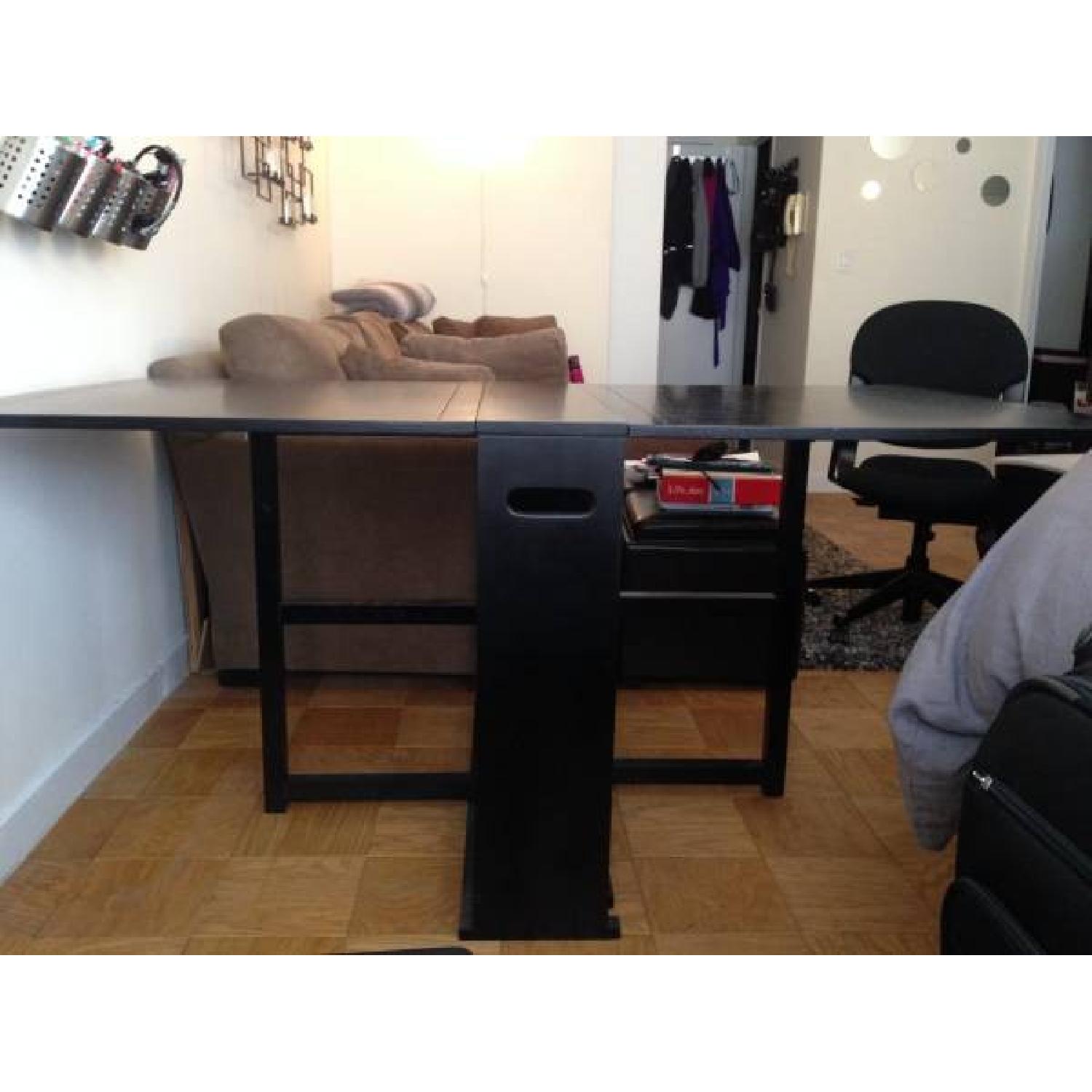 Crate & Barrel Span Espresso Gateleg Dining Table - image-2