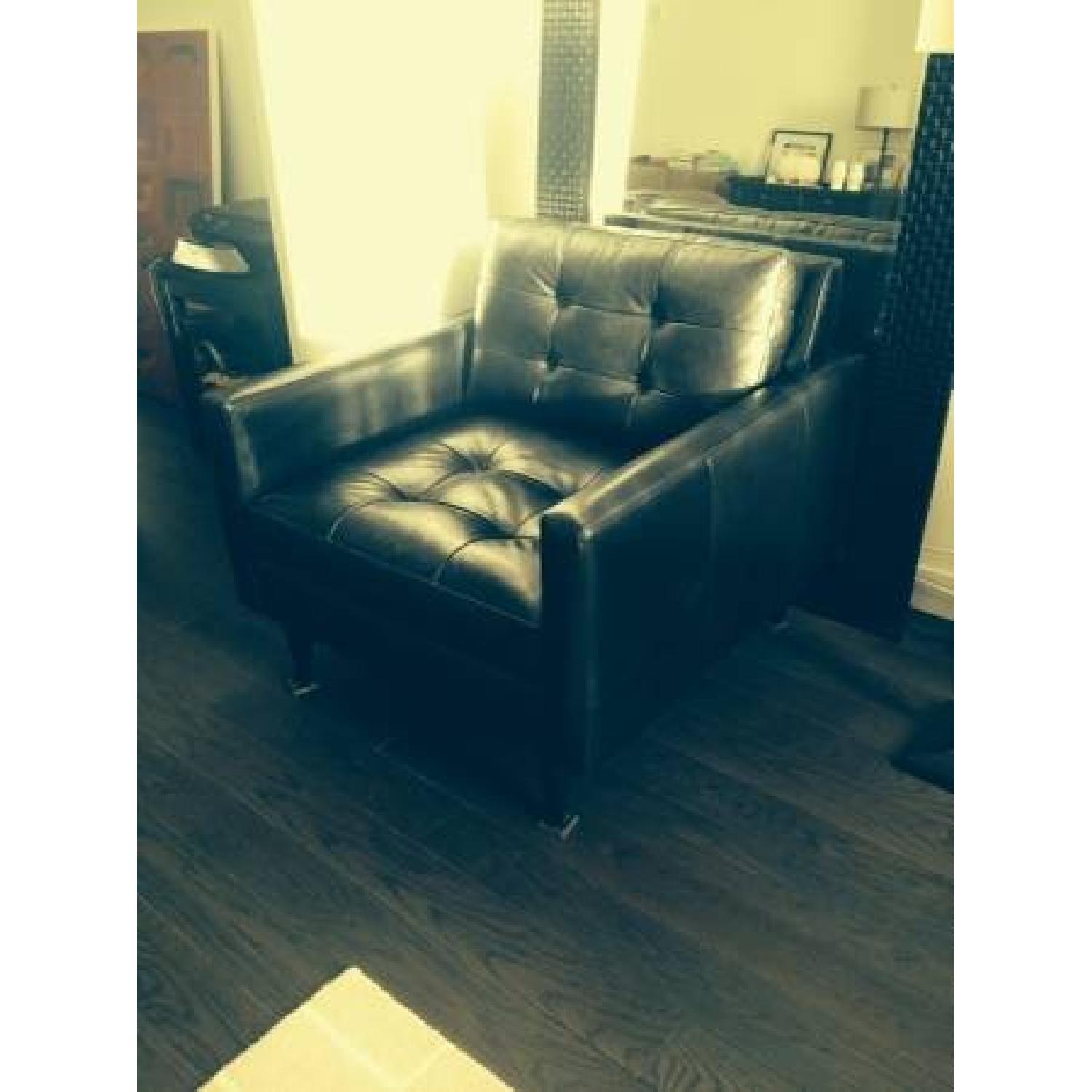 Crate & Barrel Black Leather Petrie Chair AptDeco