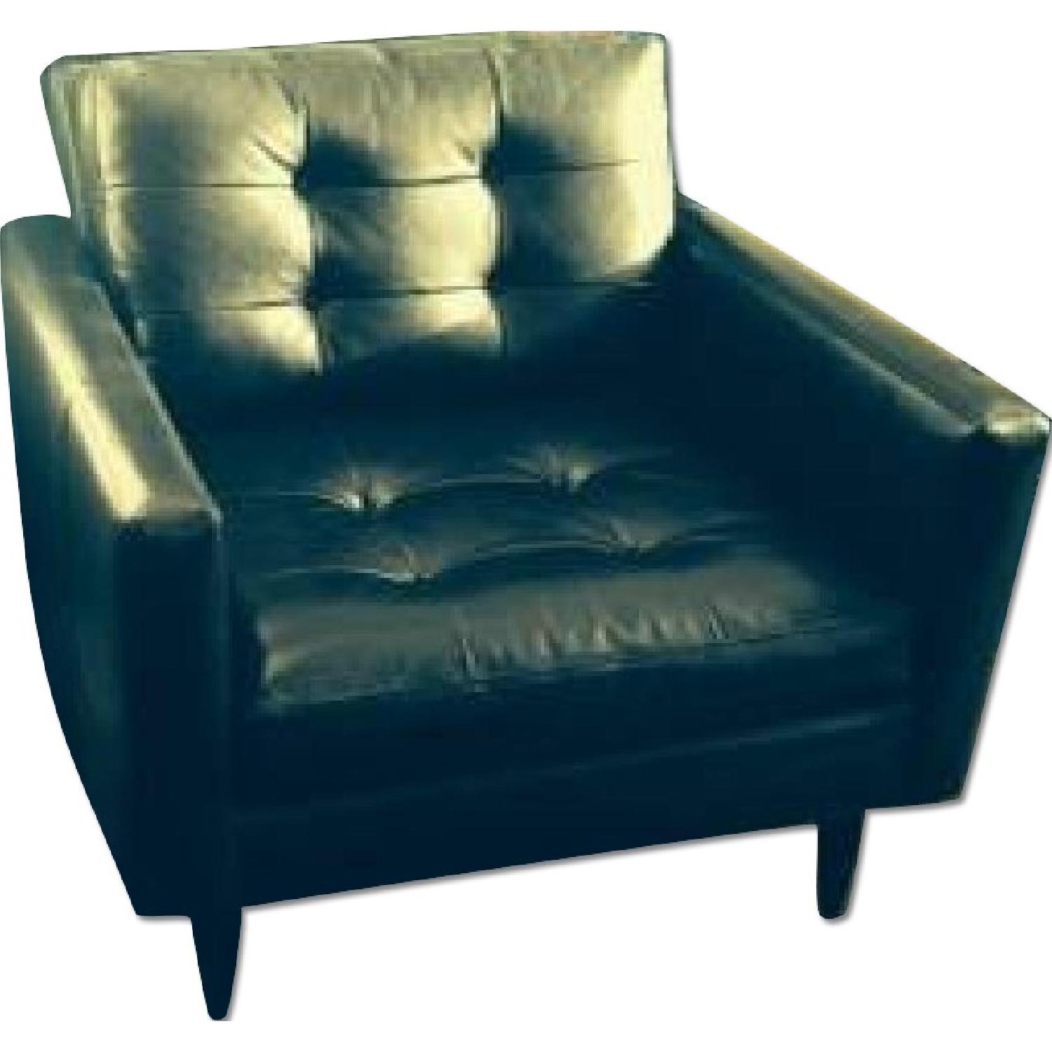 Crate & Barrel Black Leather Petrie Chair AptDeco