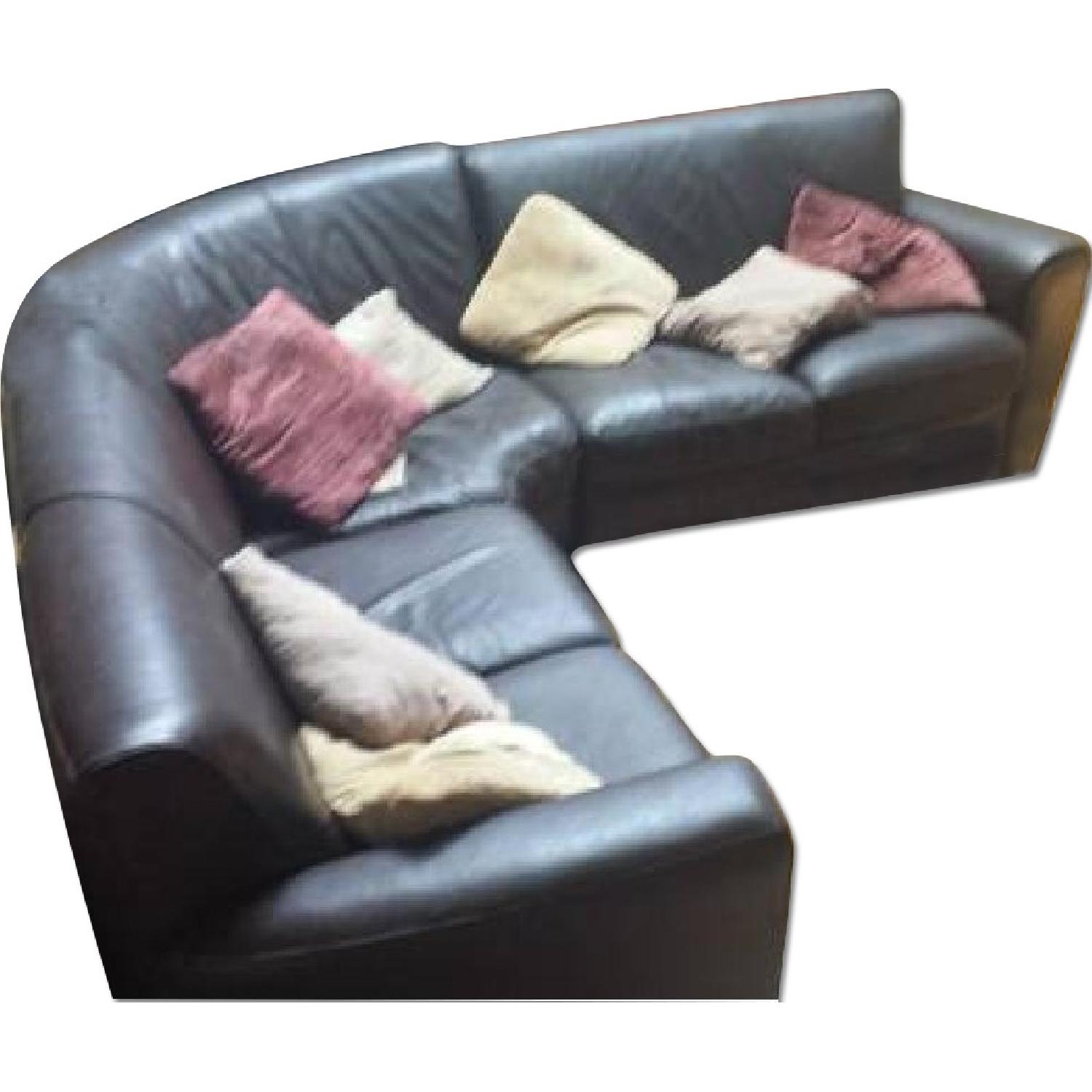 Macy's Brown Leather Sectional Sofa AptDeco