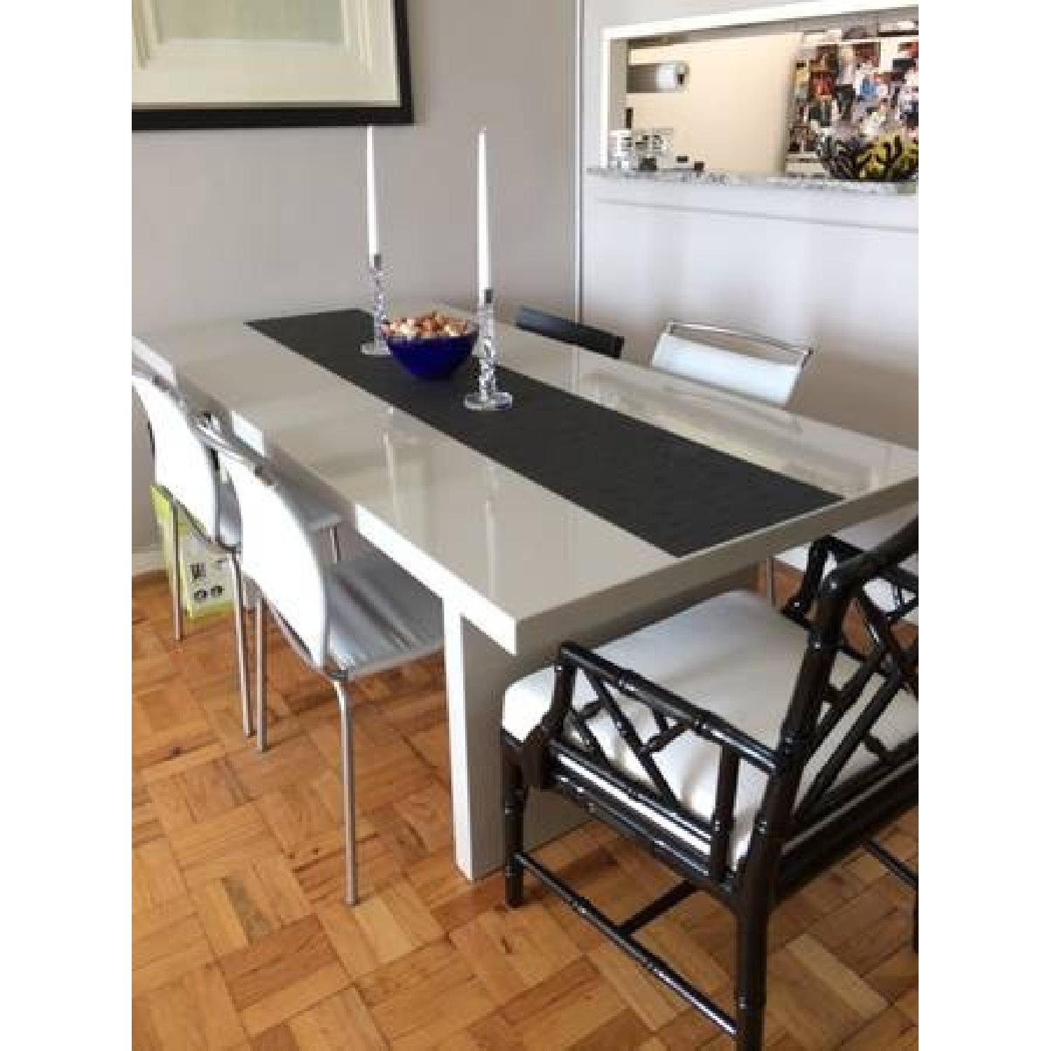 CB2 Grey Lacquer Dining Table - image-1