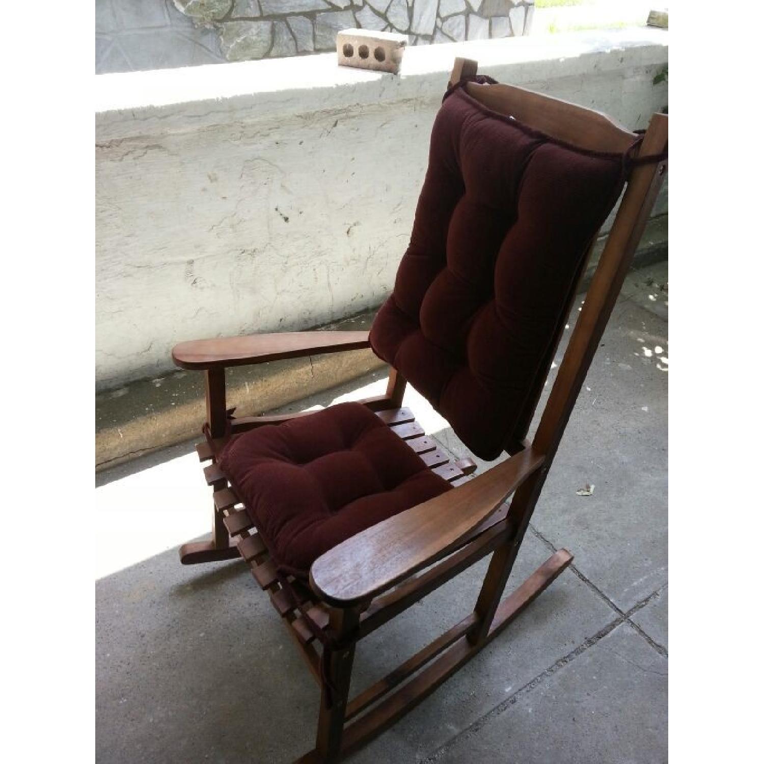 Wooden Rocking Chair w/ Cushions - image-1