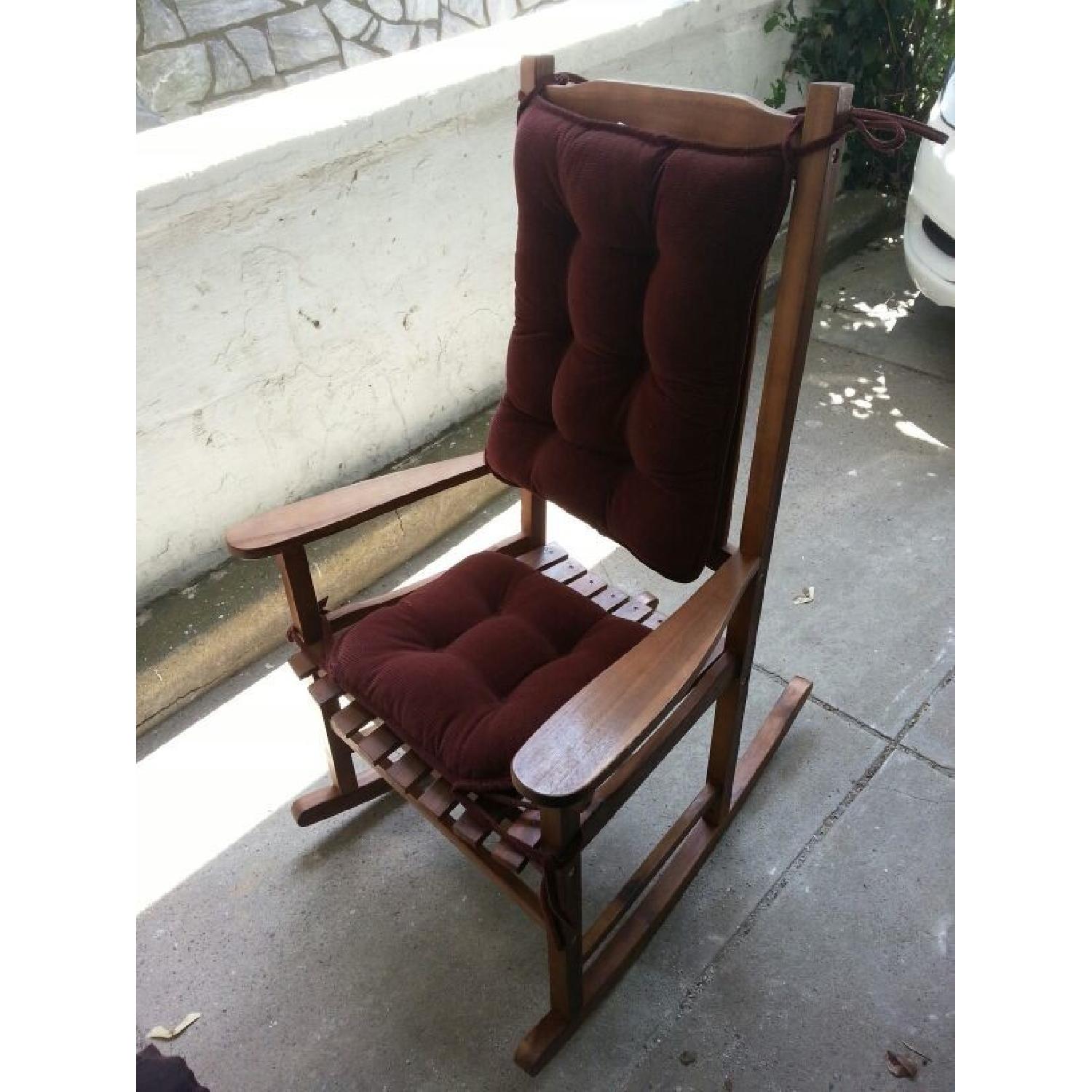 Wooden Rocking Chair w/ Cushions - image-2