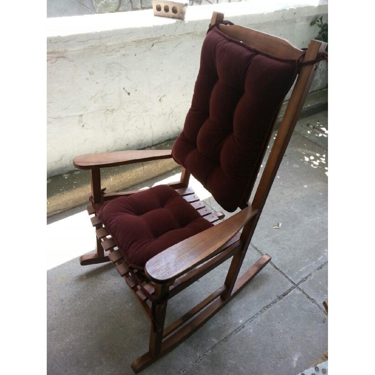 Wooden Rocking Chair w/ Cushions - image-3